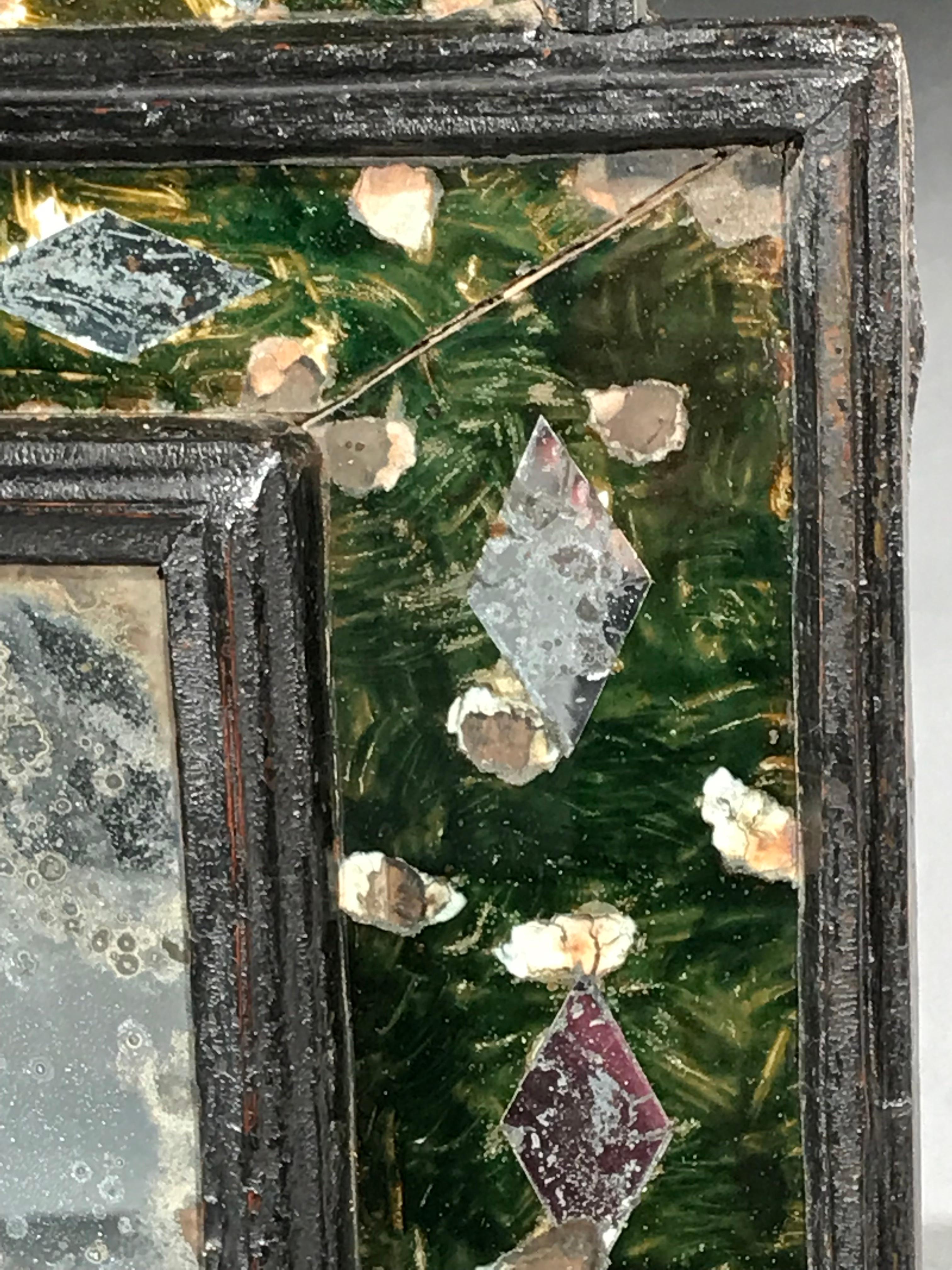 Mirror, Verre Eglomise, Reverse Painting, Gilded, Ebonised, Renaissance, Inlaid 1