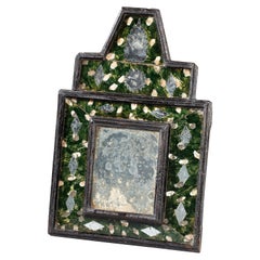 Spiegel, Verre Eglomise, Umkehrmalerei, Vergoldet, Ebonisiert, Renaissance, Intarsien