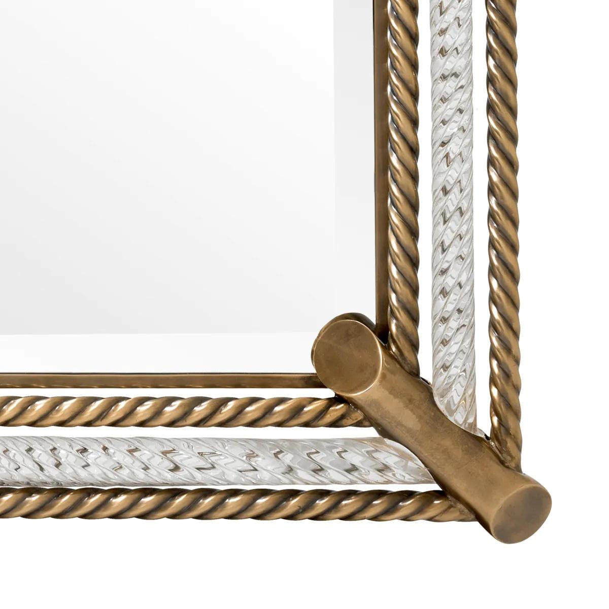 Fait main Mirror, Vintage Brass Finish and Handmade Clear Glass. en vente