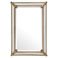 Mirror, Vintage Brass Finish and Handmade Clear Glass.