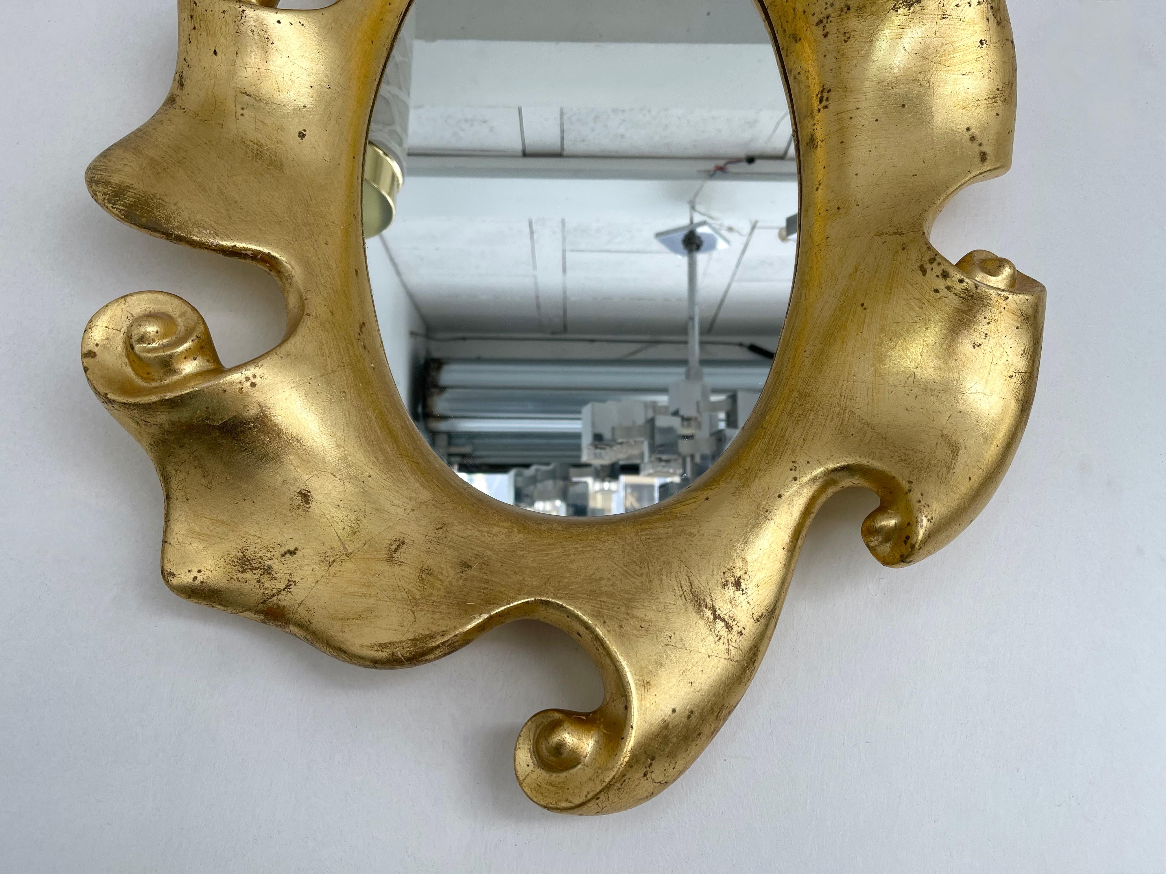 Mirror Volute Gold Leaf by Jean Boggio for Les Héritiers, France, 1980s 5