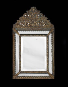 Mirror Wall Brass Repousse Baroque Flemish Lion Mask Acanthus Scroll Flowerhead