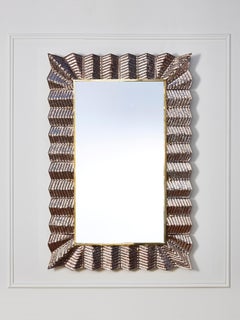 Mirror with a Copperish Murano Glass Frame, by Studio Glustin