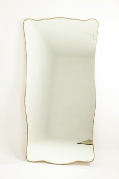Specchio con cornice in ottone dorato, anni ’80, in stile Gio Ponti