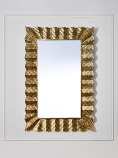 Miroir avec cadre en verre de Murano doré, par Studio Glustin