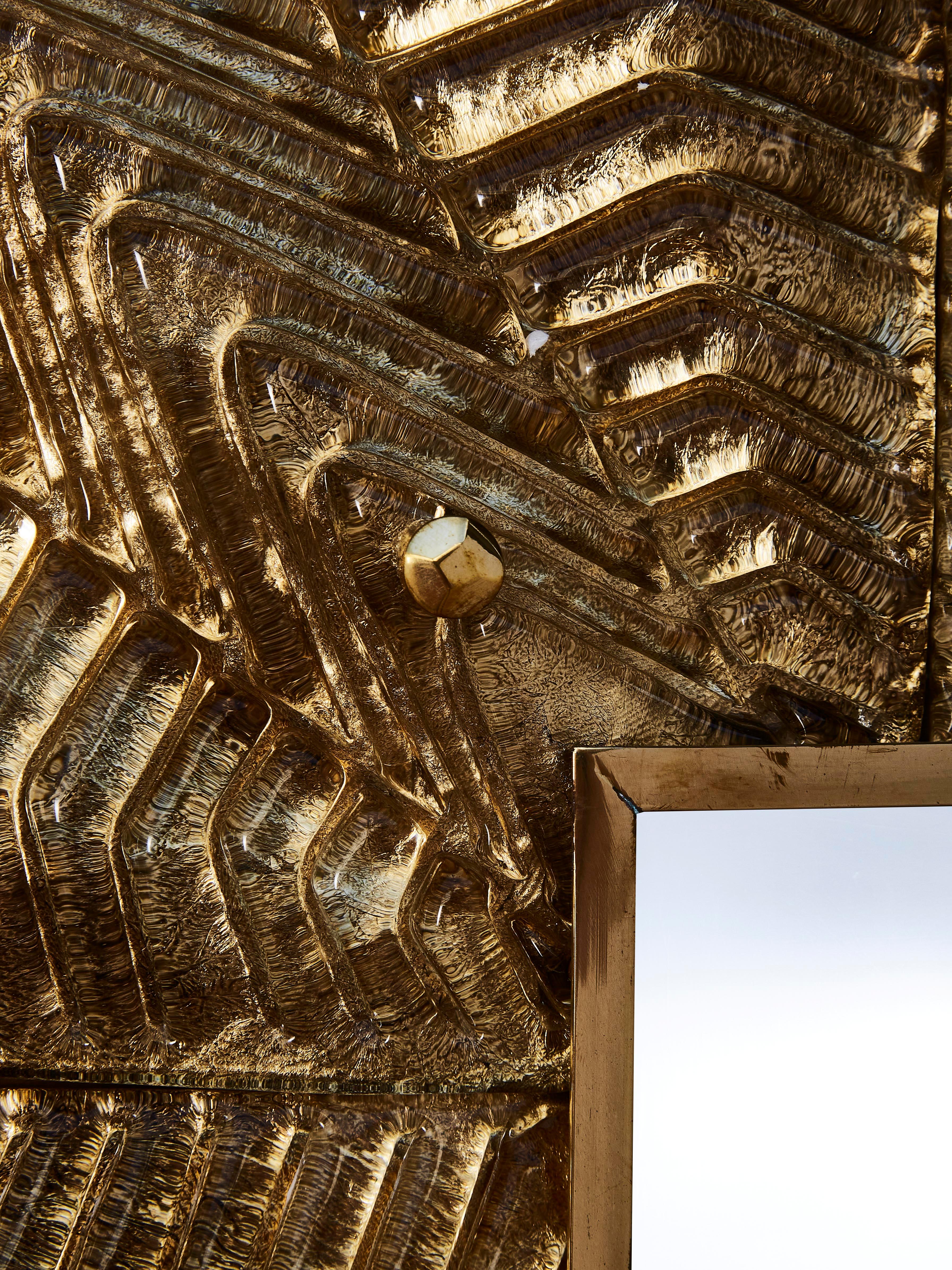 Spiegel mit goldenem Muranoglasrahmen, von Studio Glustin im Zustand „Neu“ im Angebot in Saint-Ouen (PARIS), FR