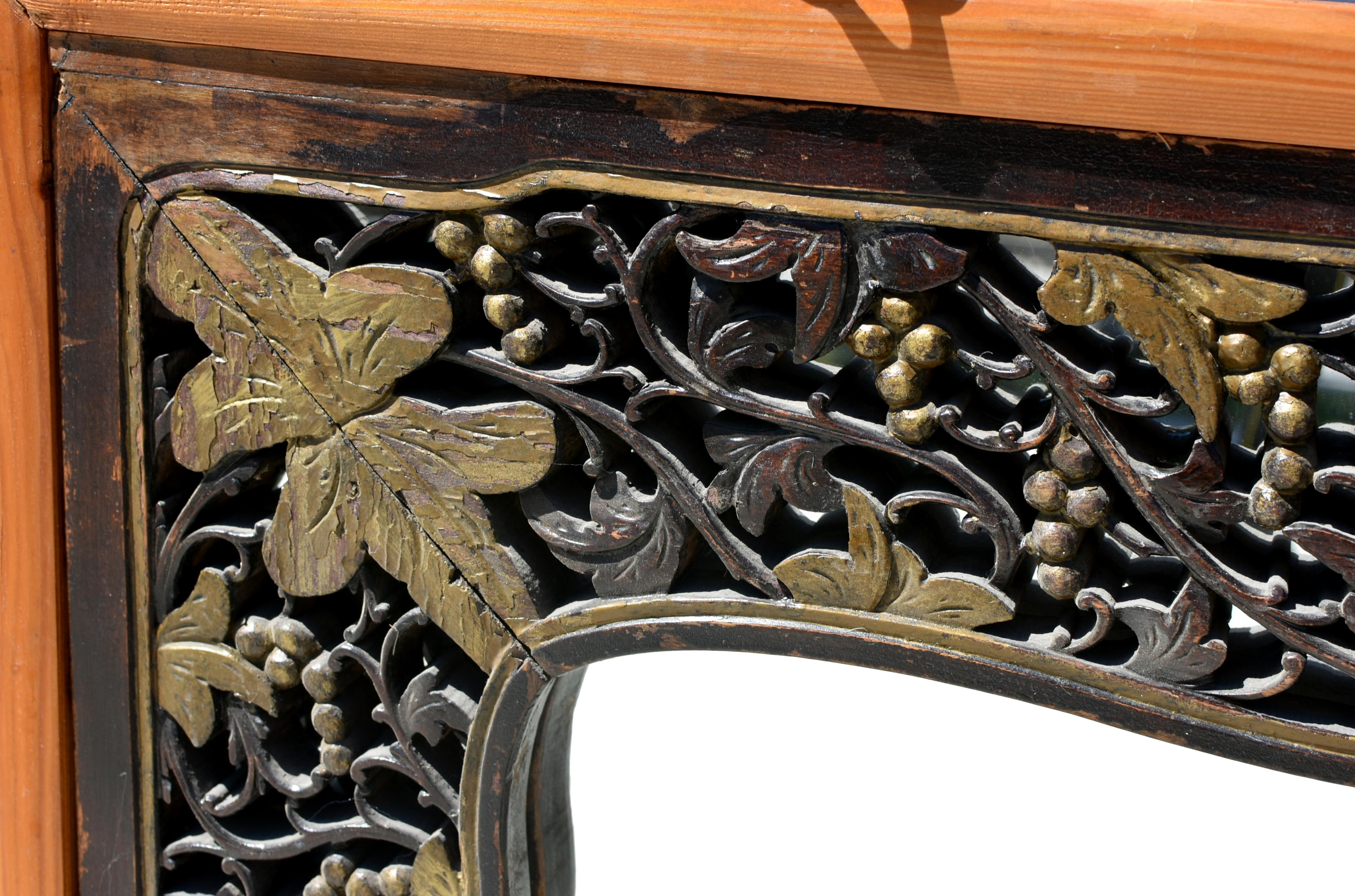 Mirror with Antique Chinese Screen For Sale 4