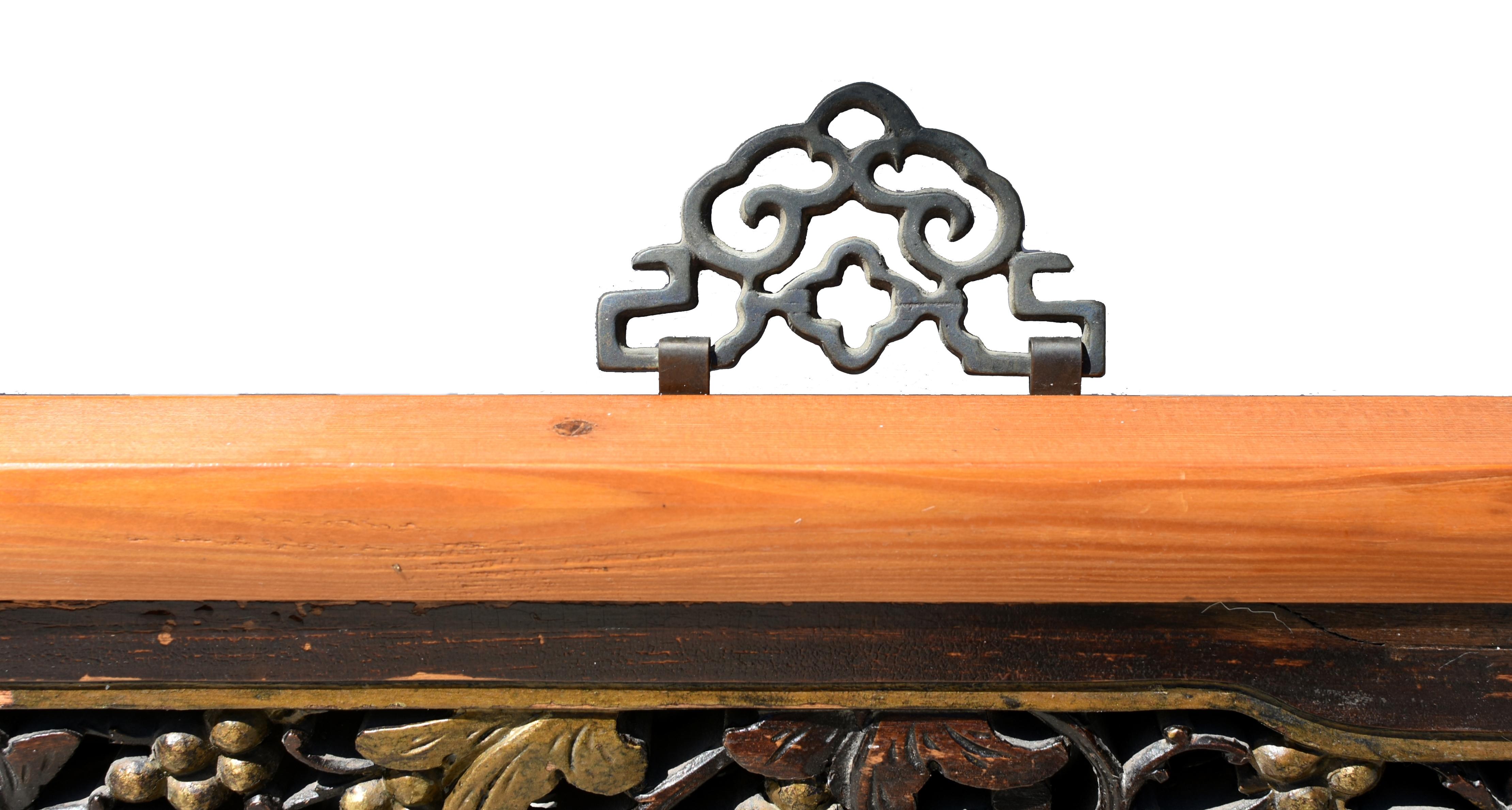 Mirror with Antique Chinese Screen For Sale 6