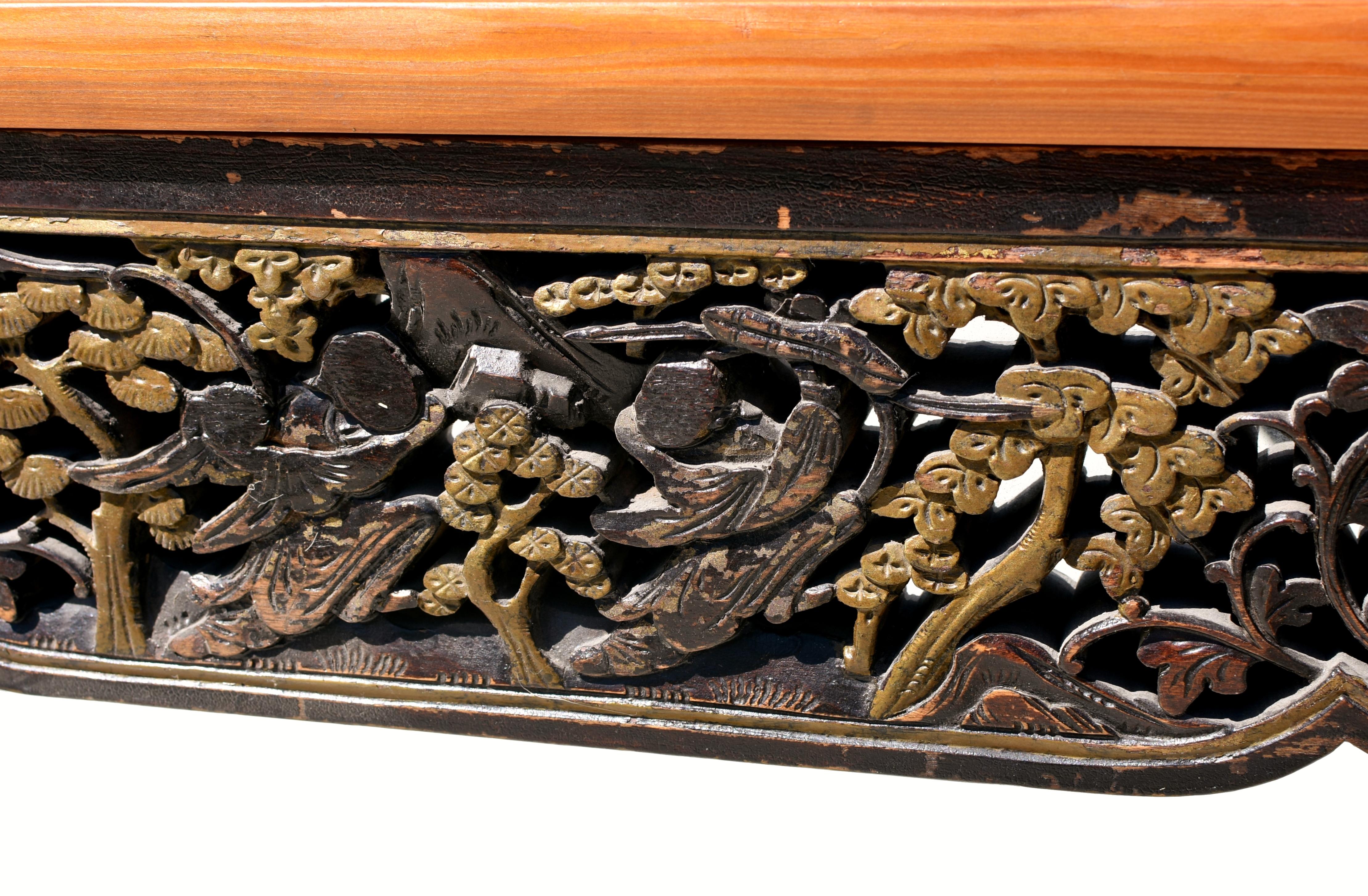 Mirror with Antique Chinese Screen For Sale 2