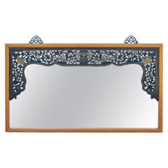 Mirror with Antique Chinese Screen Grapevine Wealth