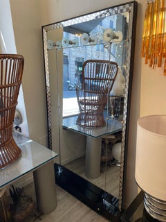 Mirror with Mosaic Border and Glass Coat Hooks, 1970s Pier Luigi Colli Style