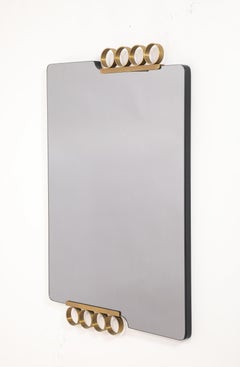 Mirror with Brass Disc Details by Modernindustria, Italy, 1970s