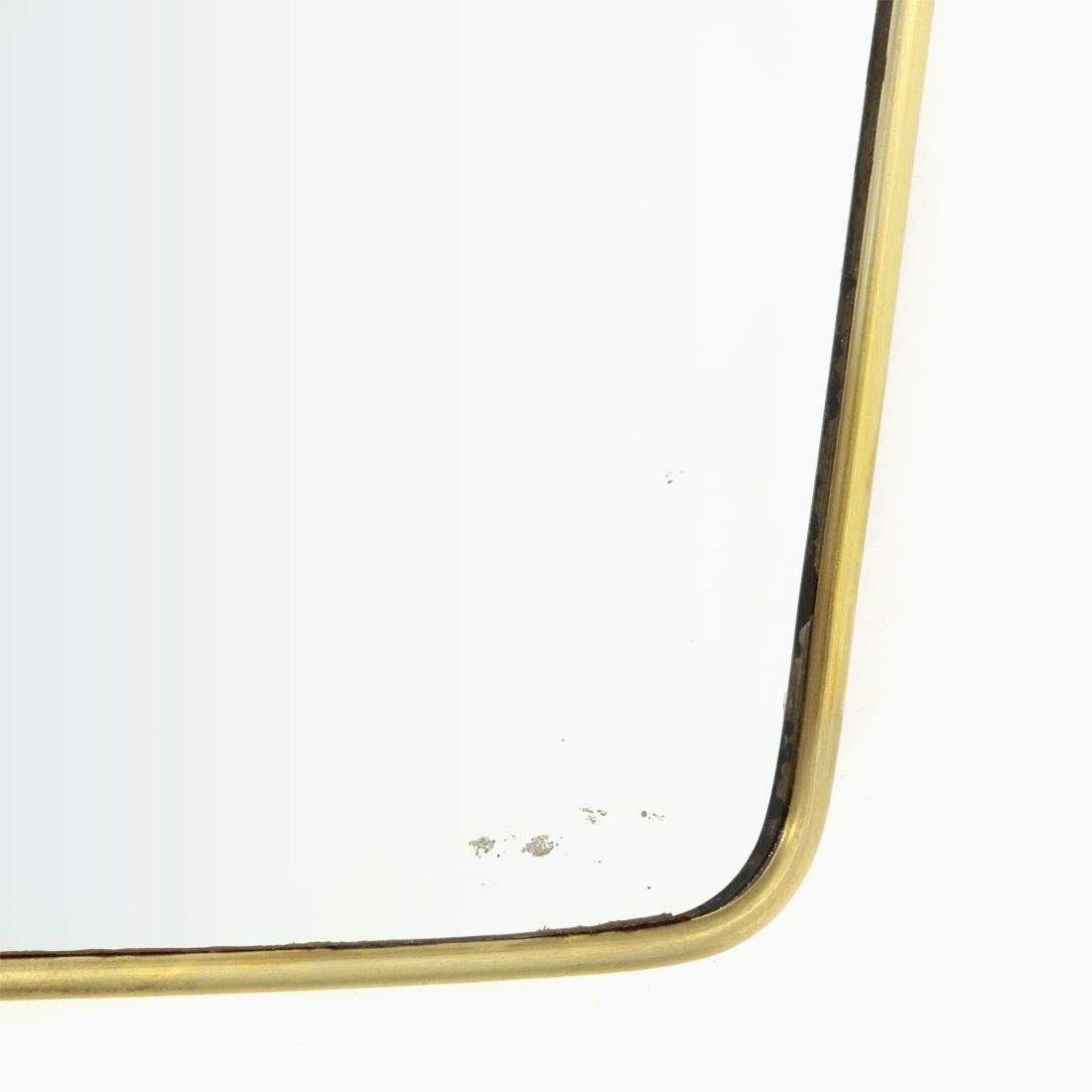 Mid-20th Century Mirror with Brass Frame, 1950s