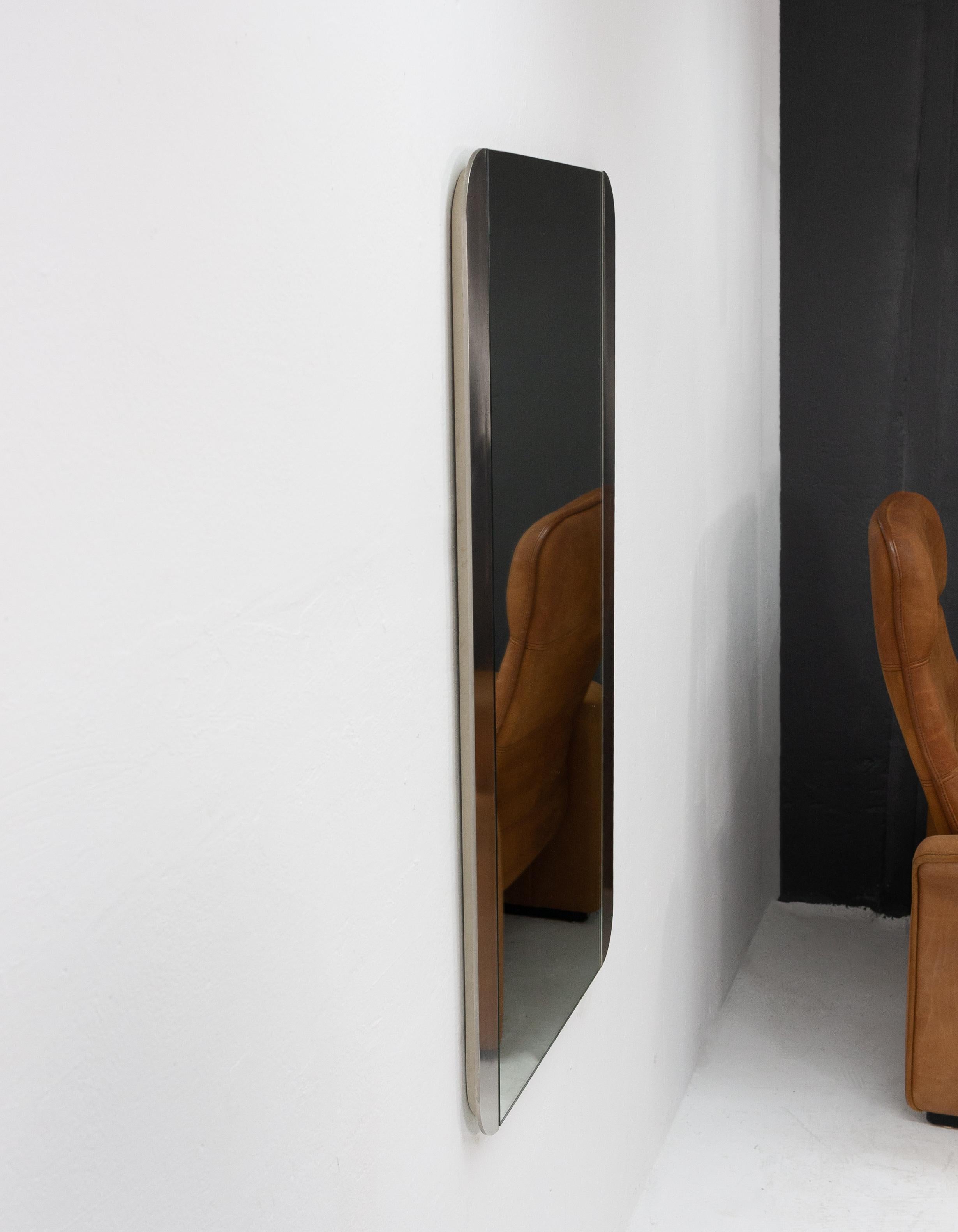 Mirror with Brushed Aluminum Frame, 1970s 1