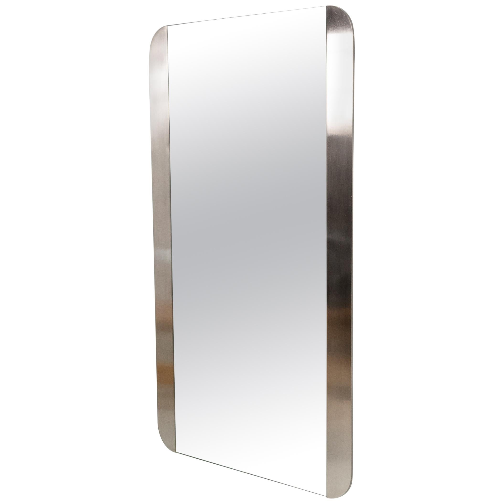 Mirror with Brushed Aluminum Frame, 1970s