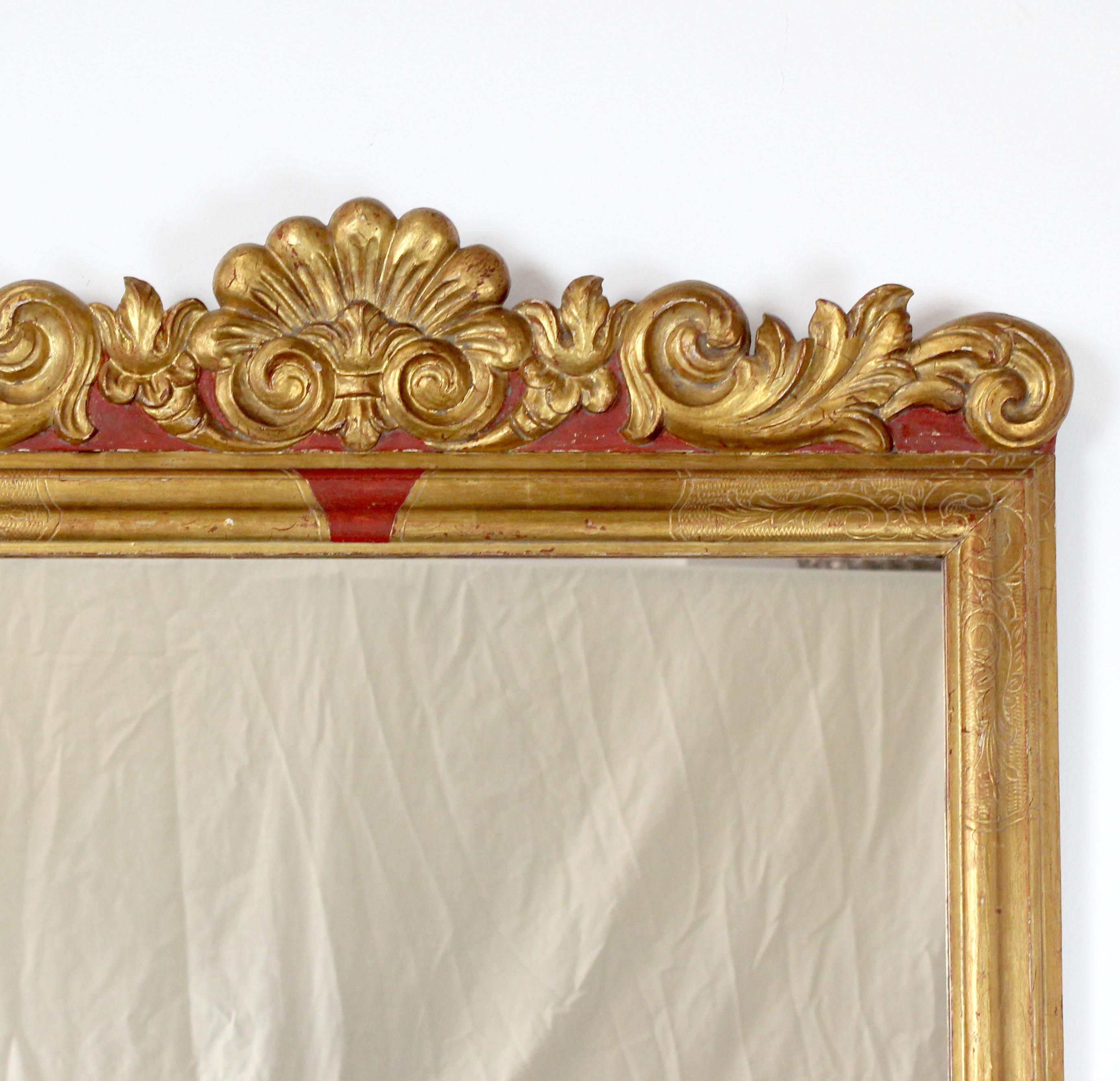Spanish Mirror with carved, gilded, polychrome and engraved wooden frame - 18th century For Sale