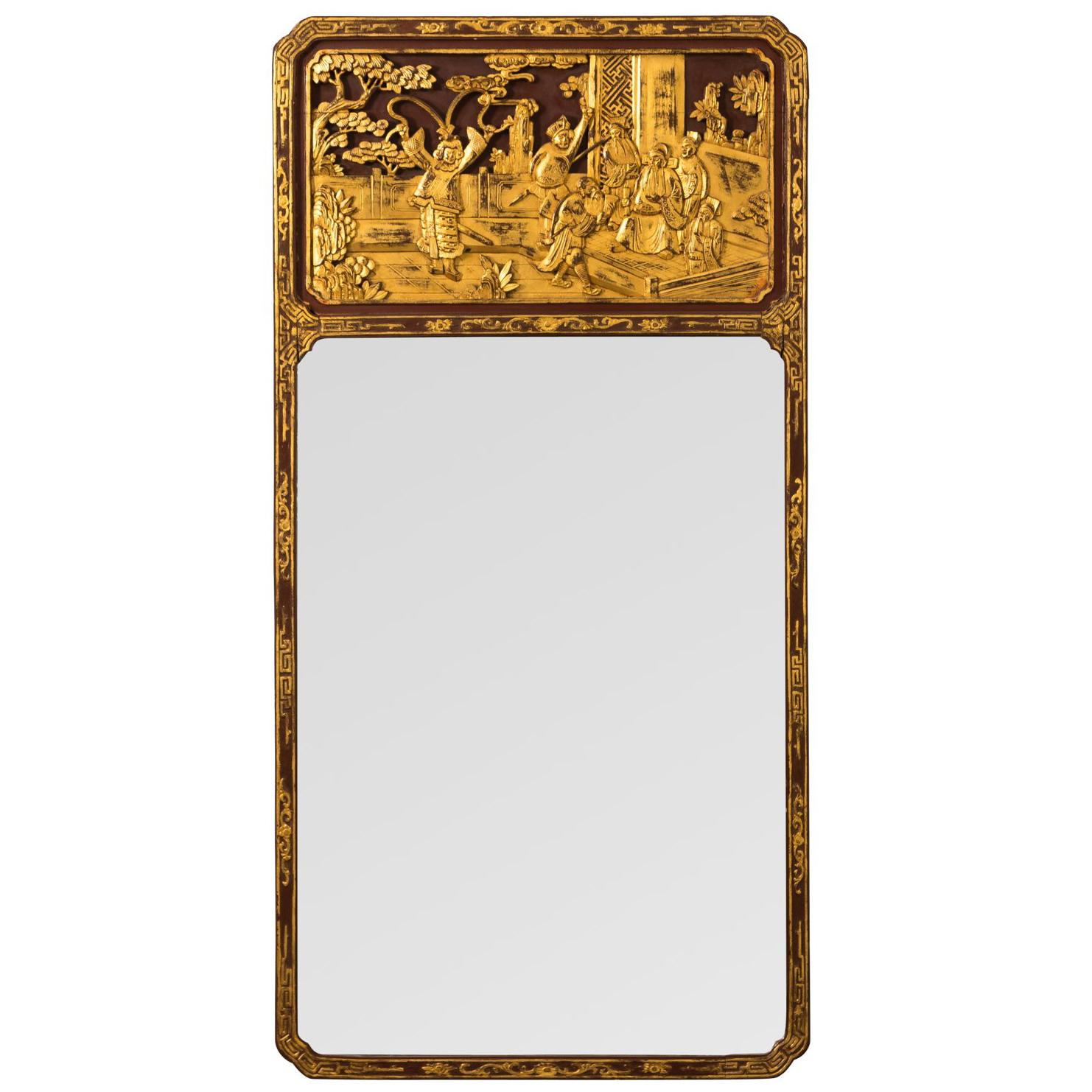 Mirror with Carved Oriental Panel