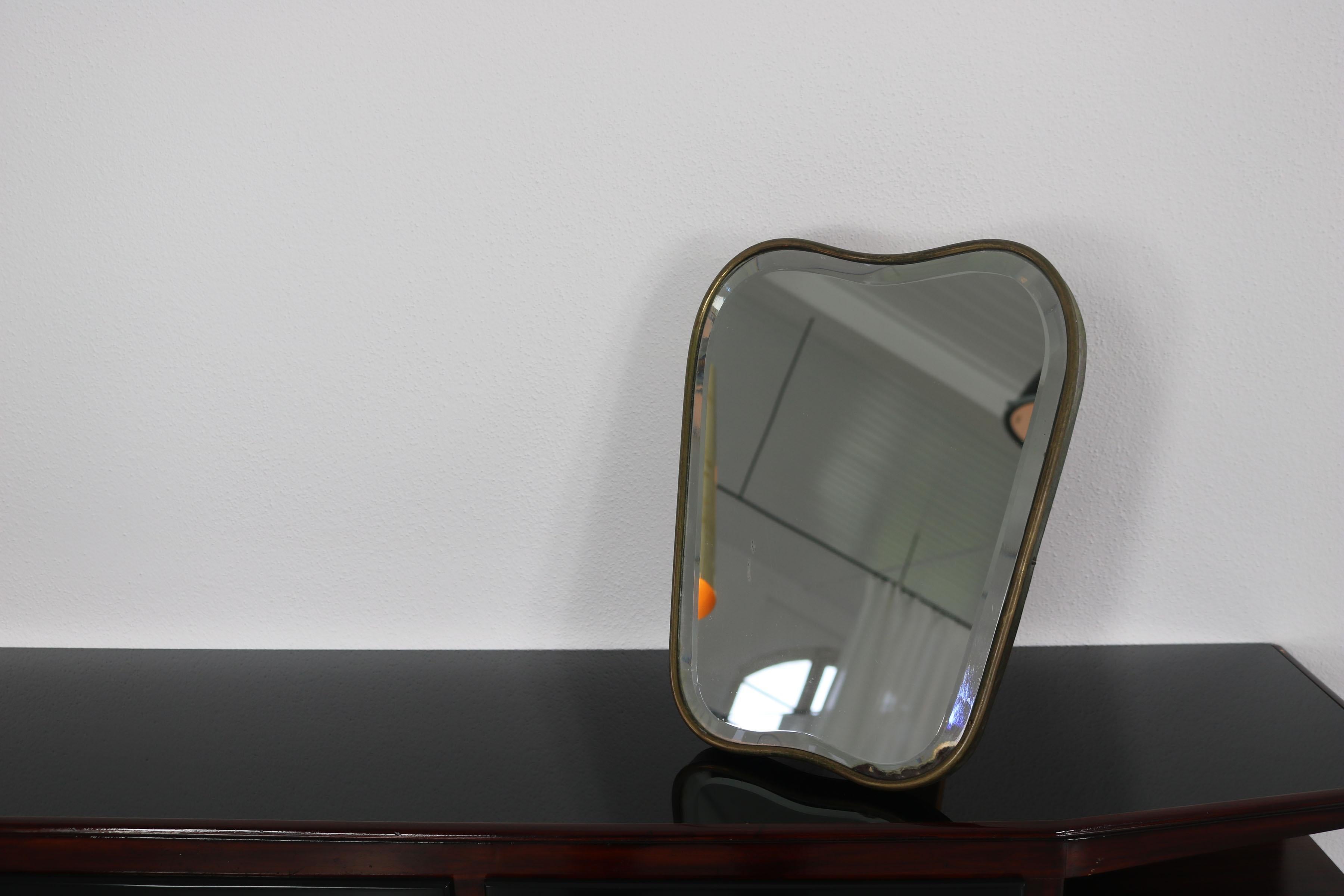 Mid-Century Modern Mirror with curved upper and lower edges, Italy 1950 For Sale