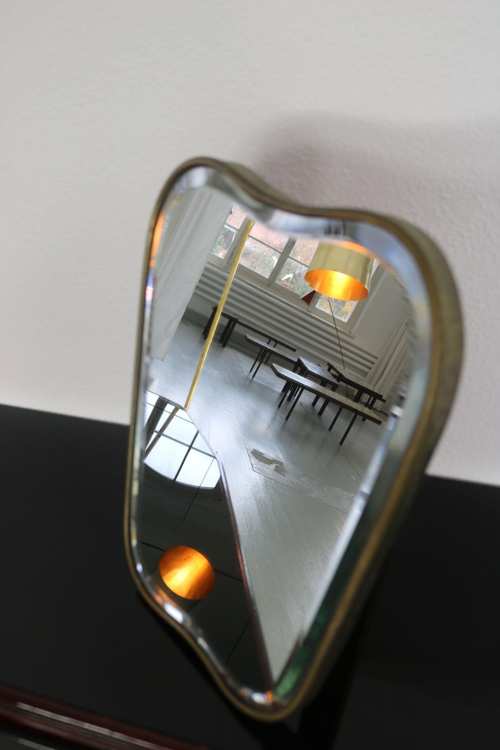 Mid-20th Century Mirror with curved upper and lower edges, Italy 1950 For Sale