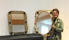Mirror with Flowers and Leaves and Lighting