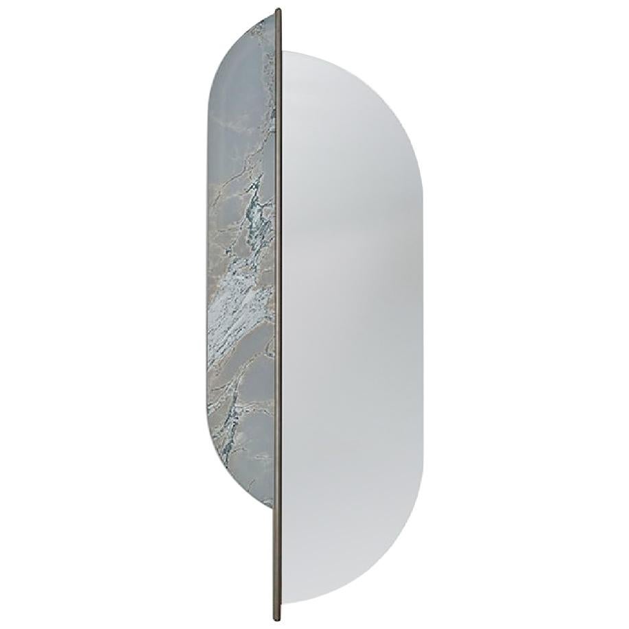 Specchio con cornice in Wood Wood Lucido Finitura Argento Inserto decorativo in Vetrite