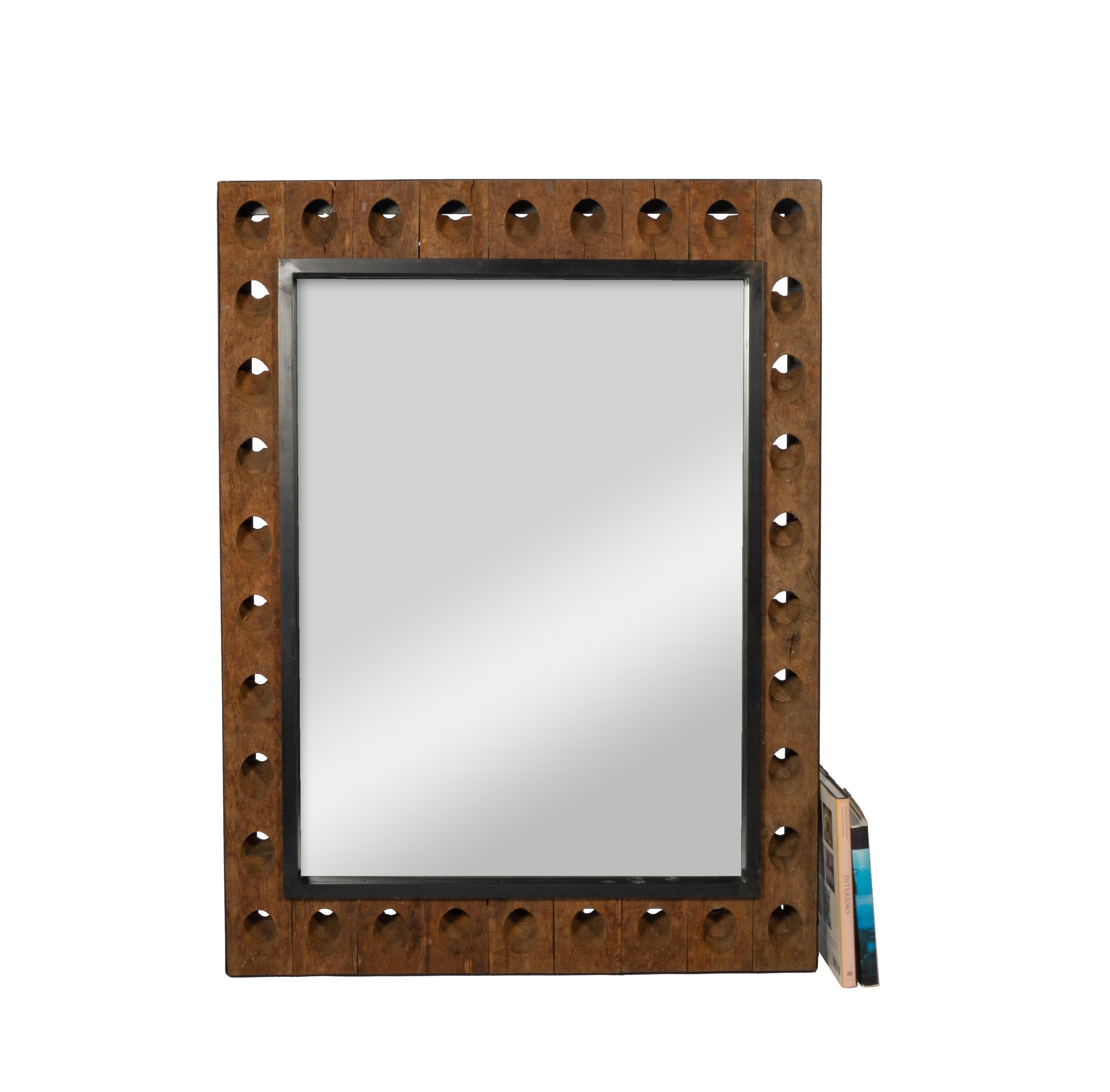 Mirror with Frame Made from Vintage French Champagne Rack 

This piece is a part of Brendan Bass’s one-of-a-kind collection, Le Monde. French for “The World”, the Le Monde collection is made up of rare and hard to find pieces curated by Brendan