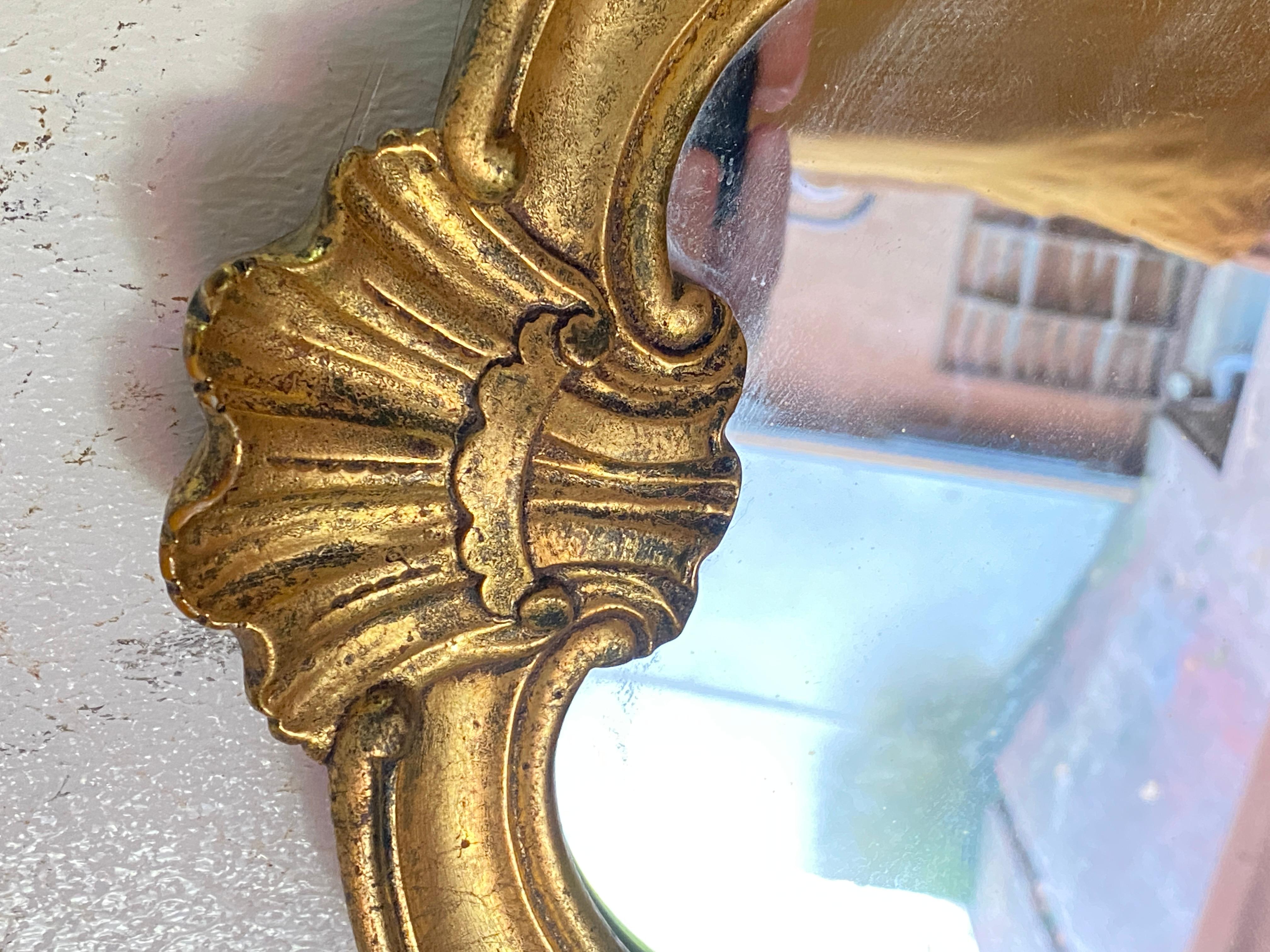 French Mirror With Giltwood Gold Leaf, Early 20th Century, carved, gold color For Sale