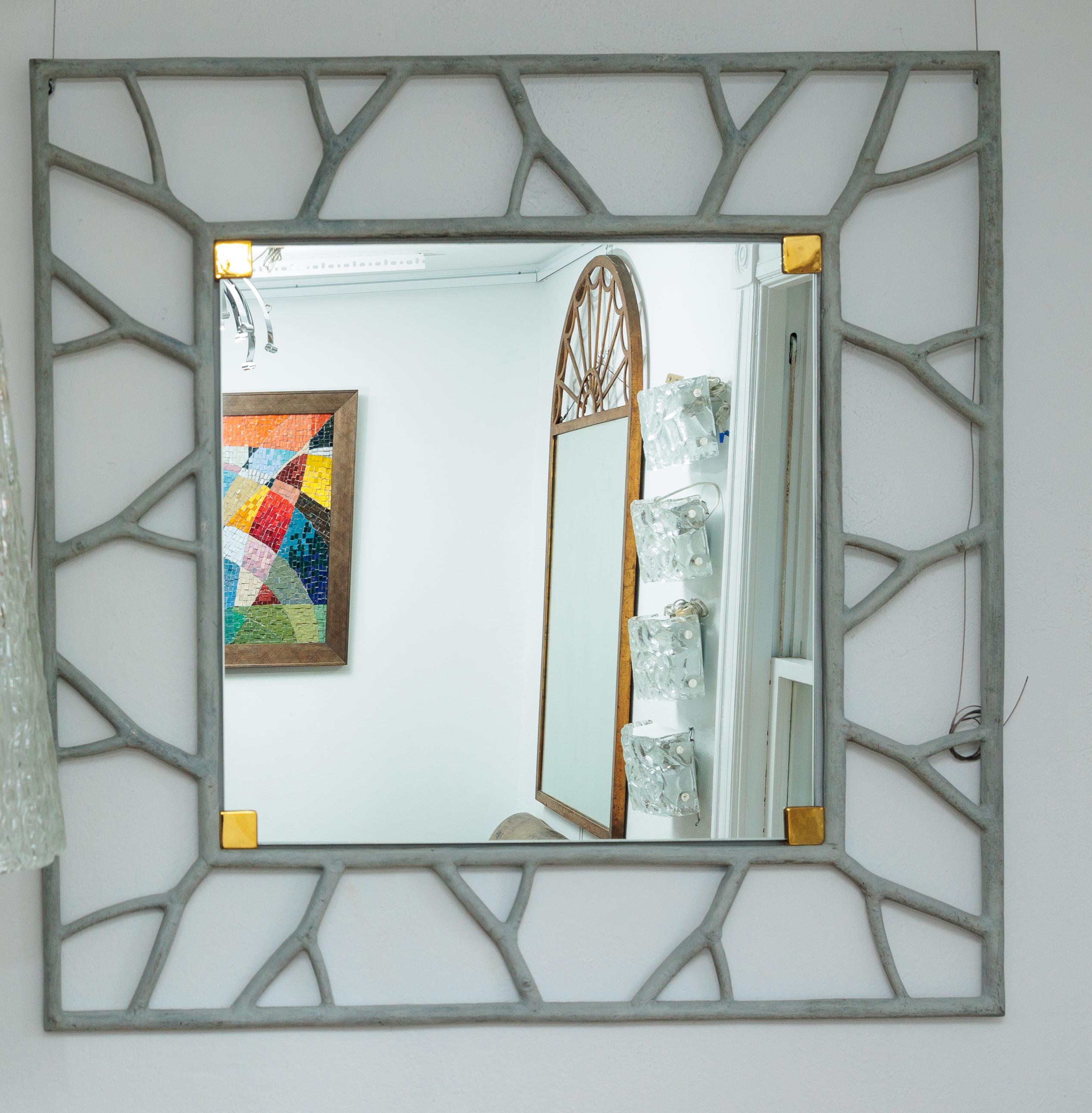 Mid-Century Modern Mirror with Grey Metal 