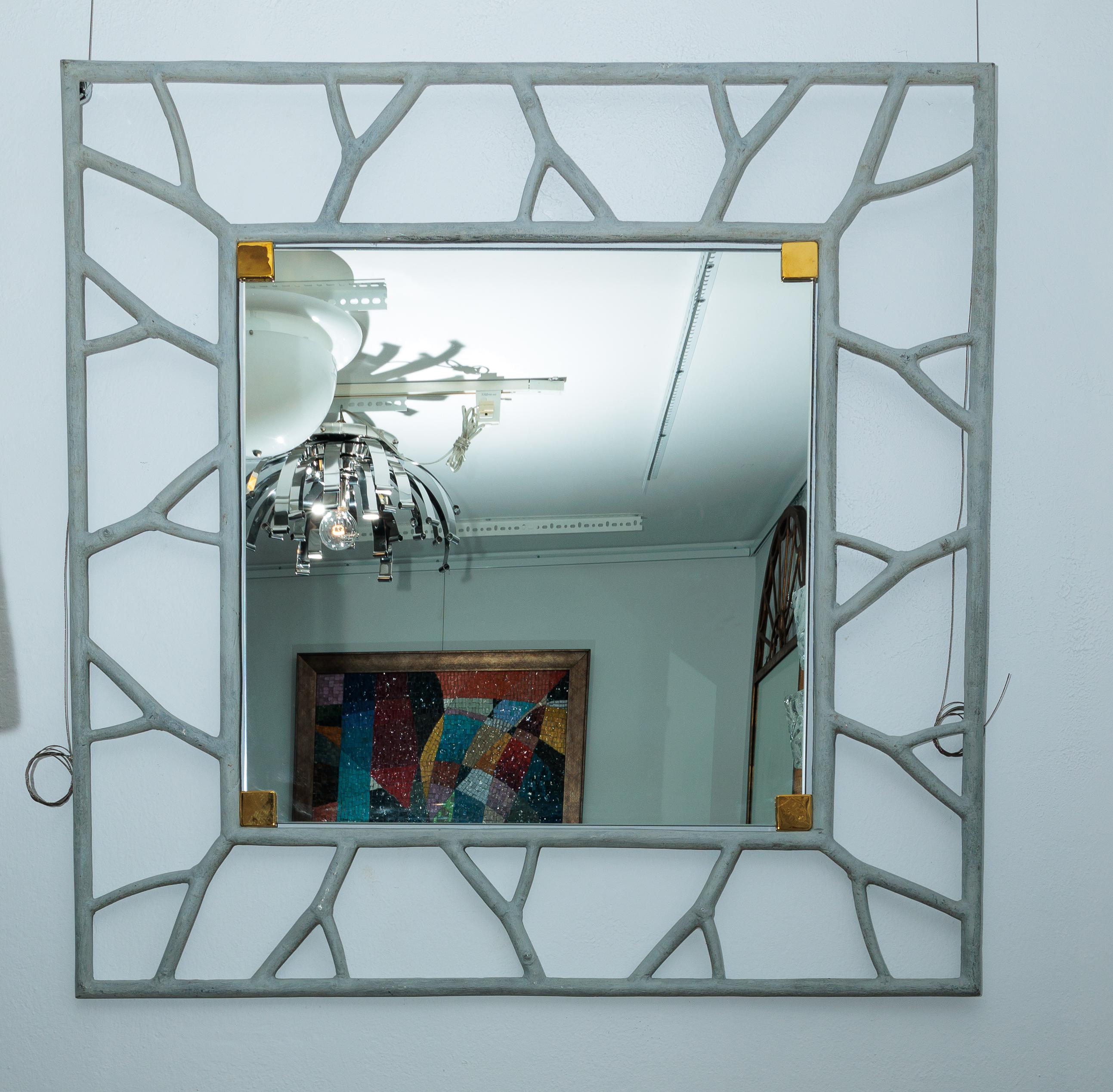 20th Century Mirror with Grey Metal 