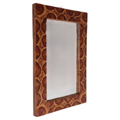 Miroir avec cadre en bois massif fabriqué à la main, Suède, années 1970