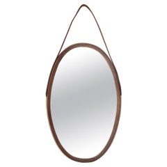 Retro Mirror with Oval Wooden Frame, 1950s