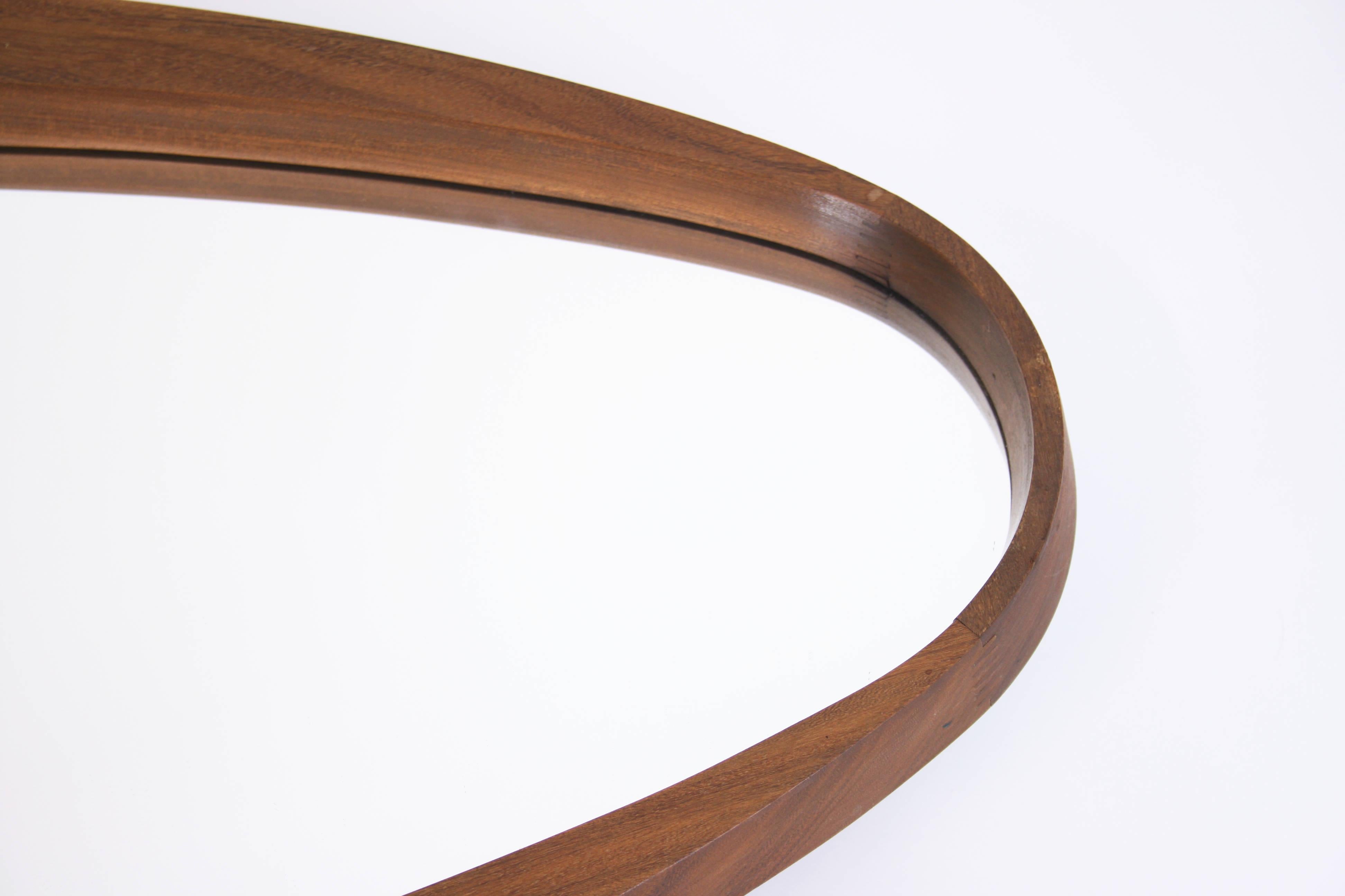 Mirror with Oval Wooden Frame of Mahogany Manufactured in Italy, 1950s 2