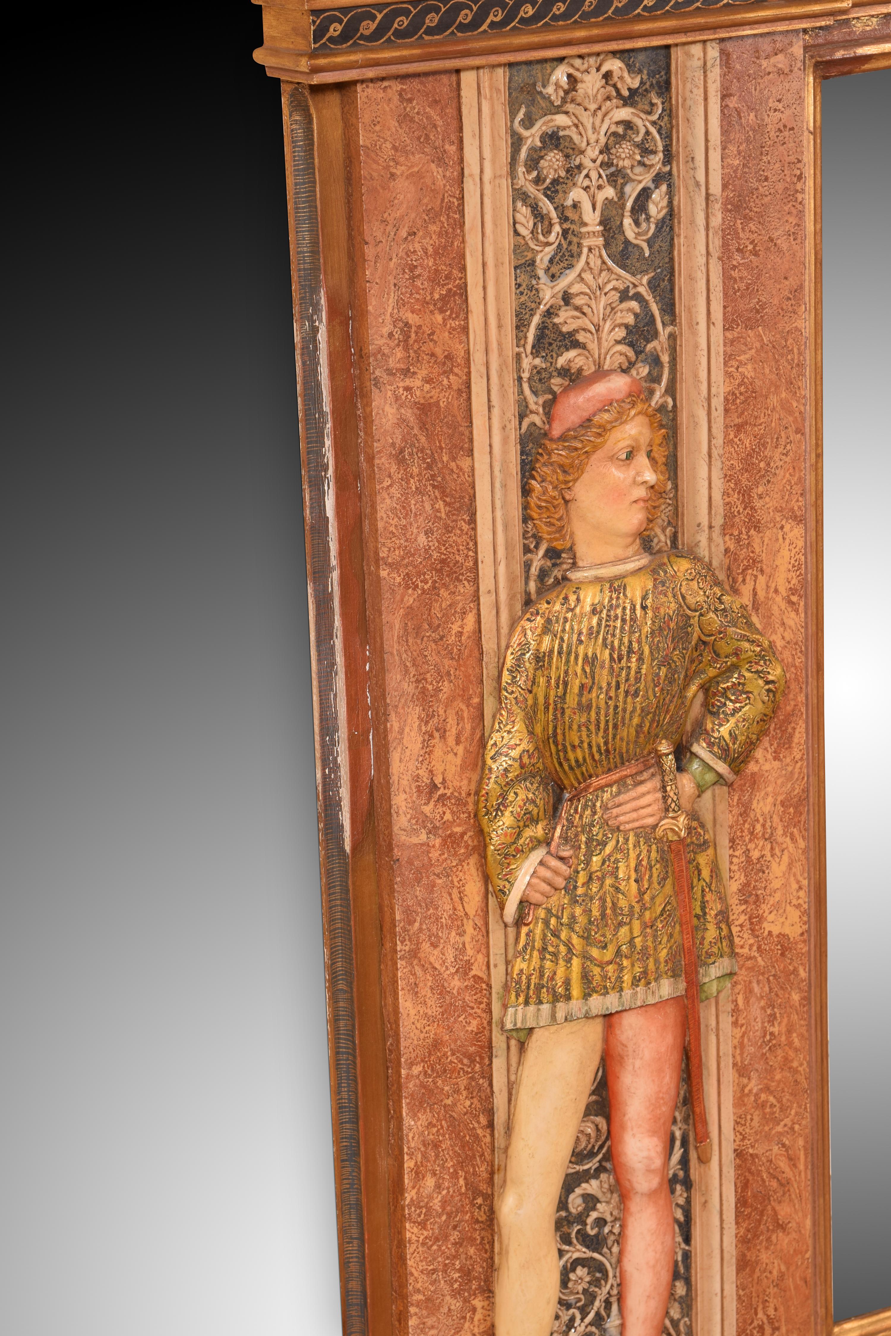 Mirror with reliefs. Modeled alabaster. 20th century, after MANTEGNA. For Sale 3