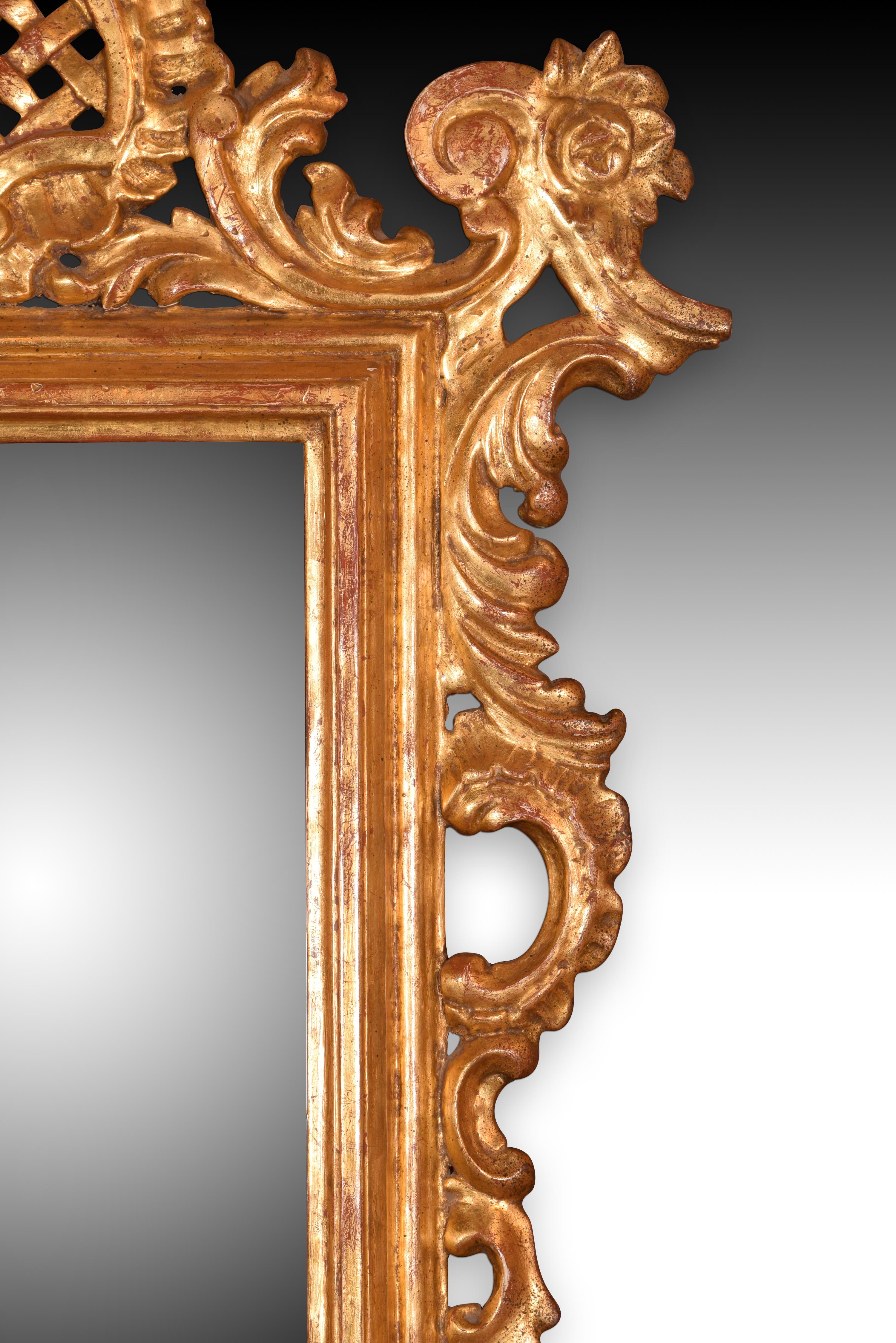 Rococo Revival Mirror with Rococo Style Frame, Wood, 20th Century For Sale