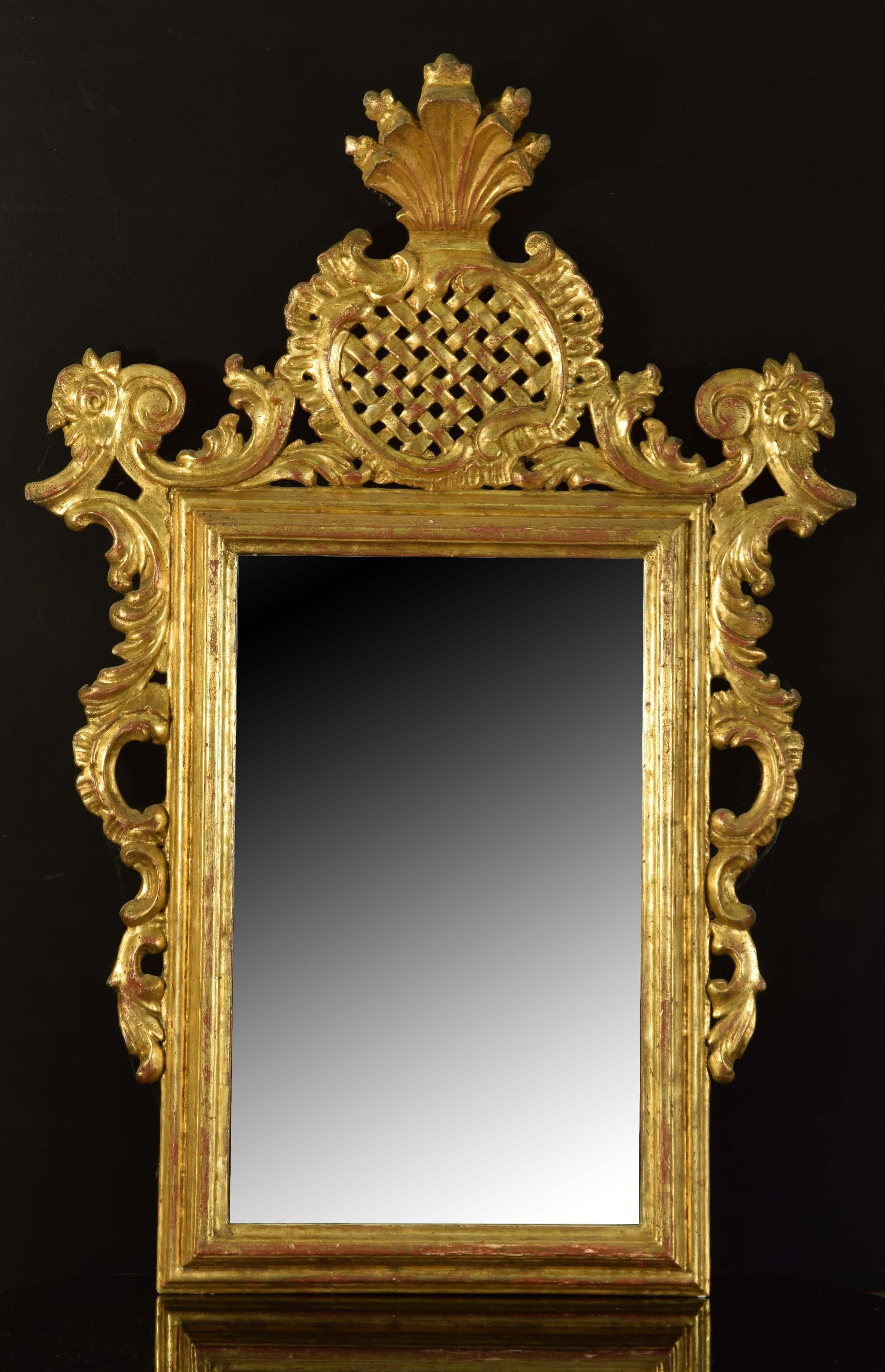 European Mirror with Rococo Style Frame, Wood, 20th Century For Sale