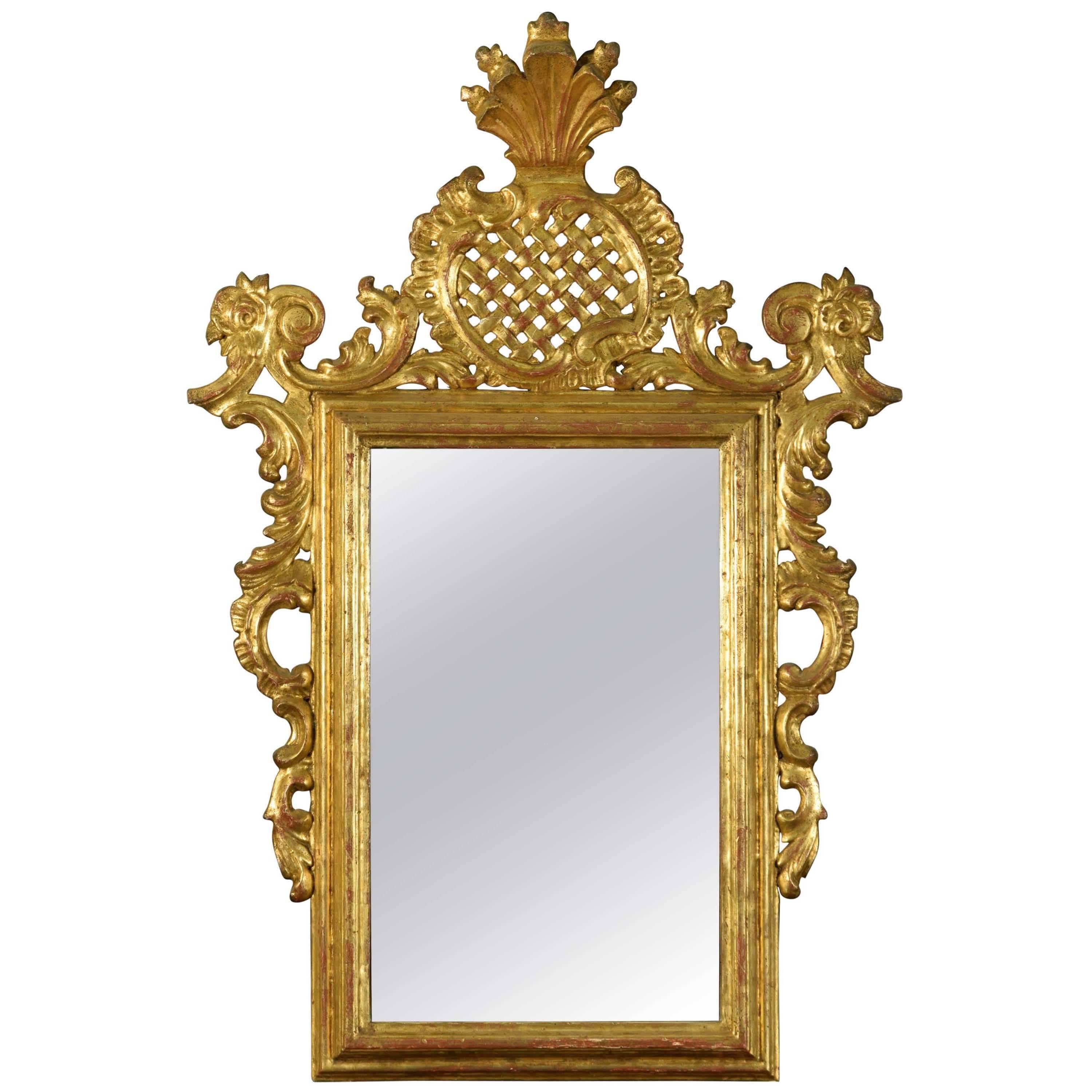 Mirror with Rococo Style Frame, Wood, 20th Century