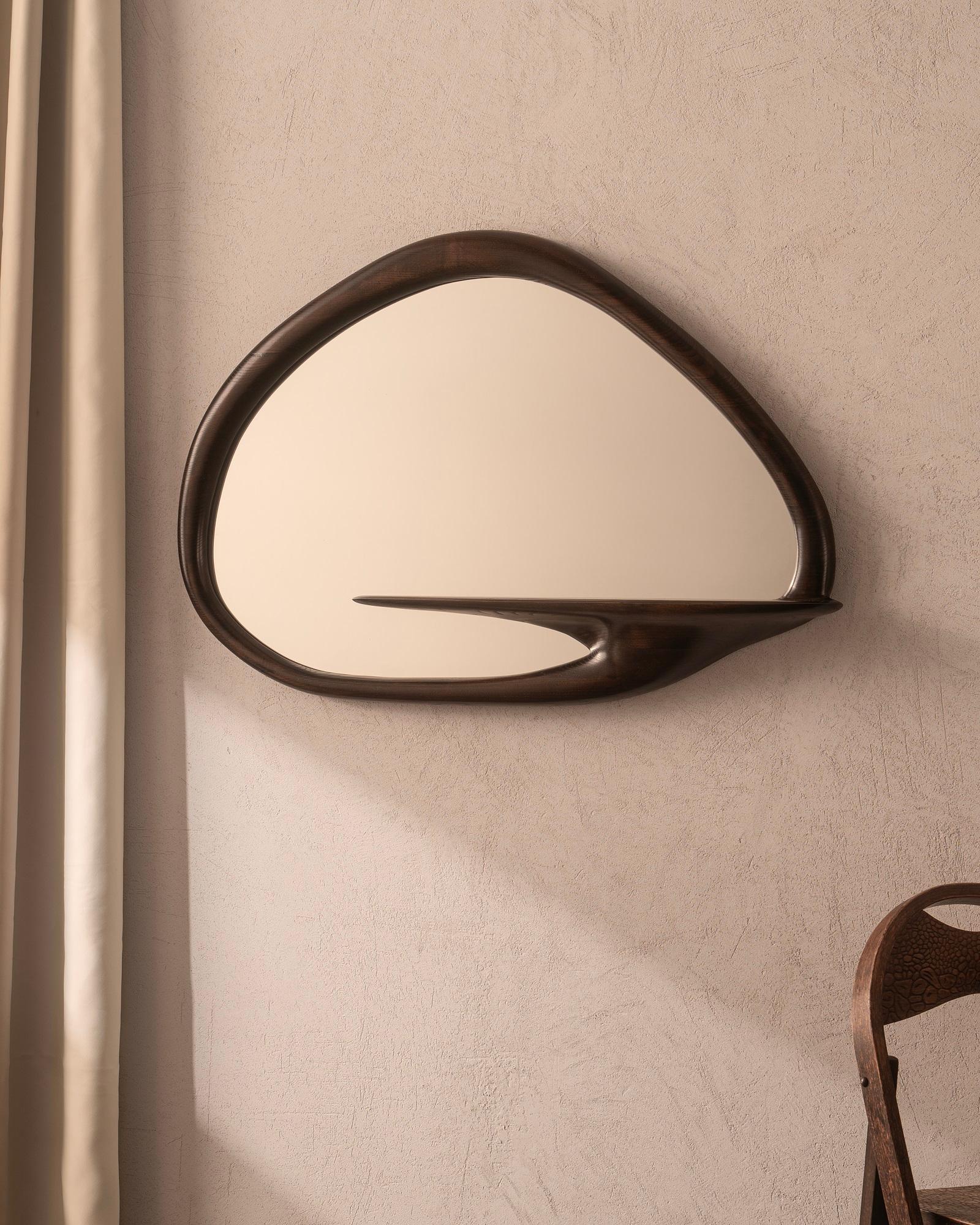 Ash Mirror With Shelf by Tomasz Omachel  For Sale