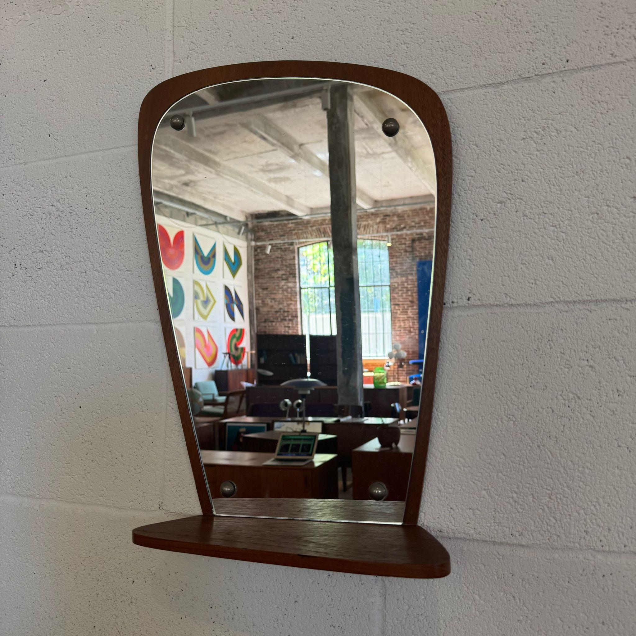 Mid-Century Modern Mirror with shelf in teak, Denmark 1960 For Sale