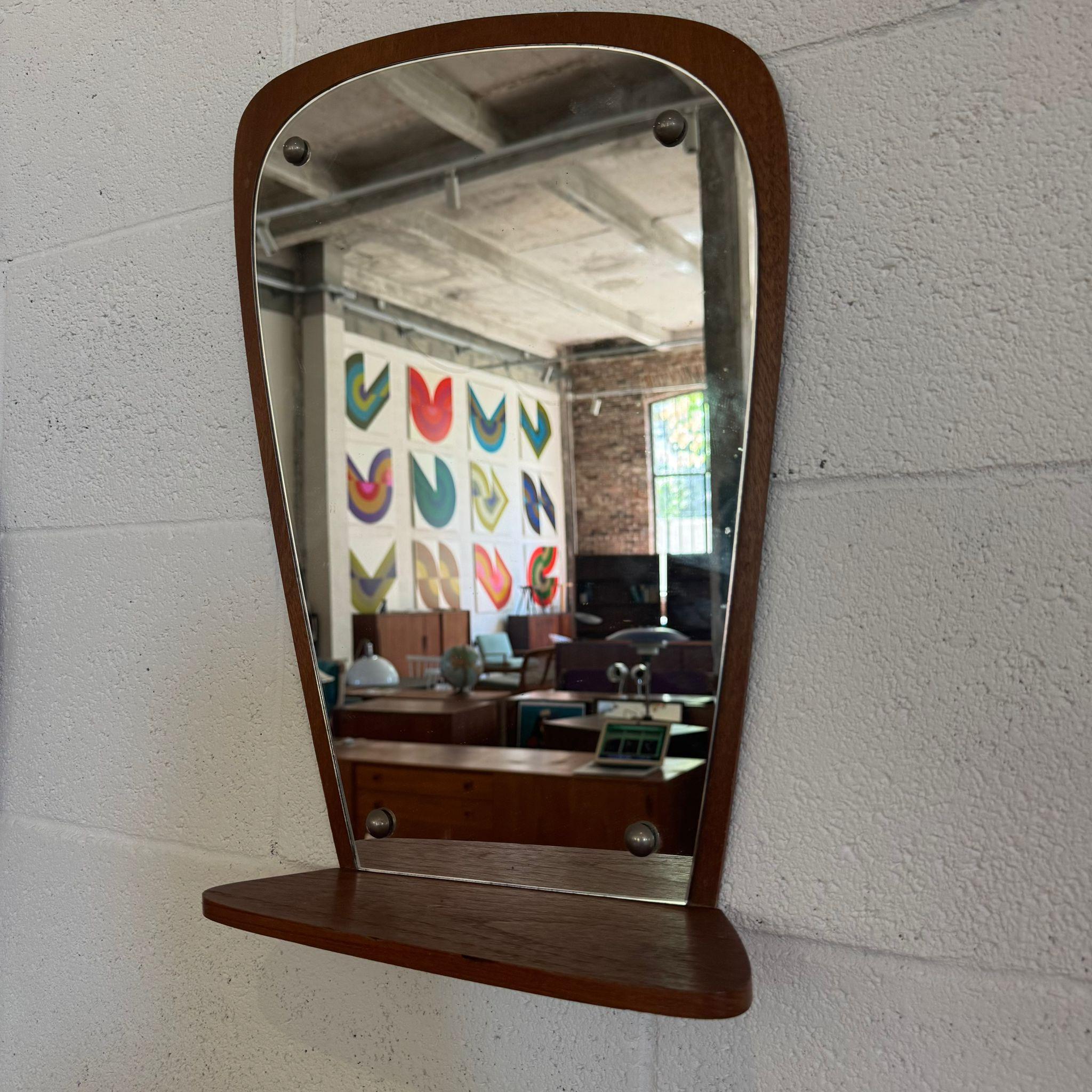 Veneer Mirror with shelf in teak, Denmark 1960 For Sale