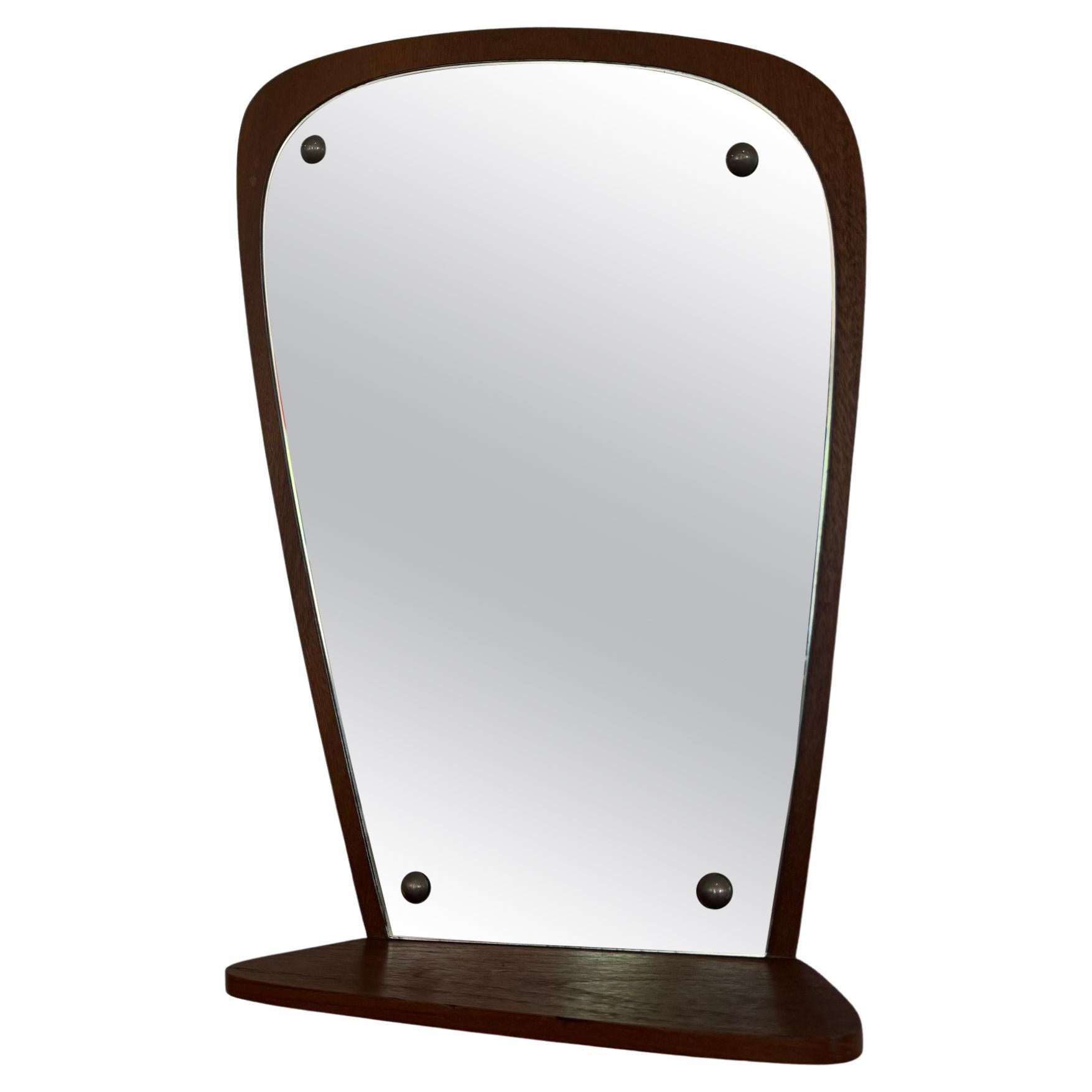 Mirror with shelf in teak, Denmark 1960 For Sale