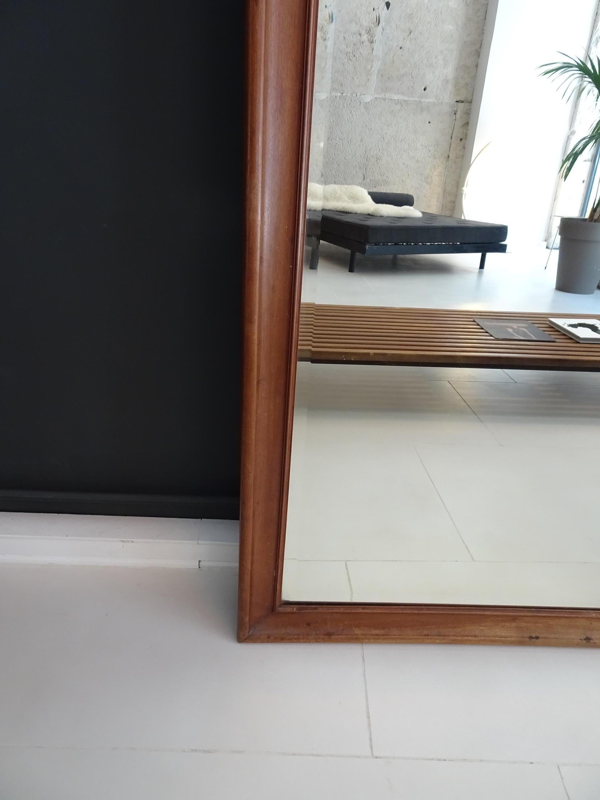 French Mirror with Solid Mahogany Frame