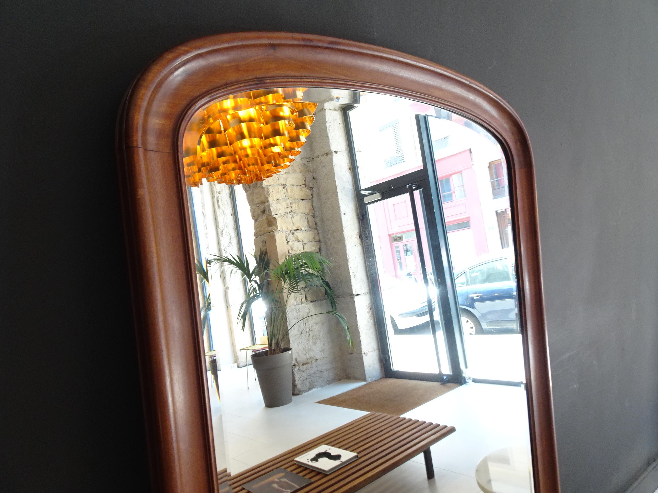Mirror with Solid Mahogany Frame In Good Condition In lyon, FR