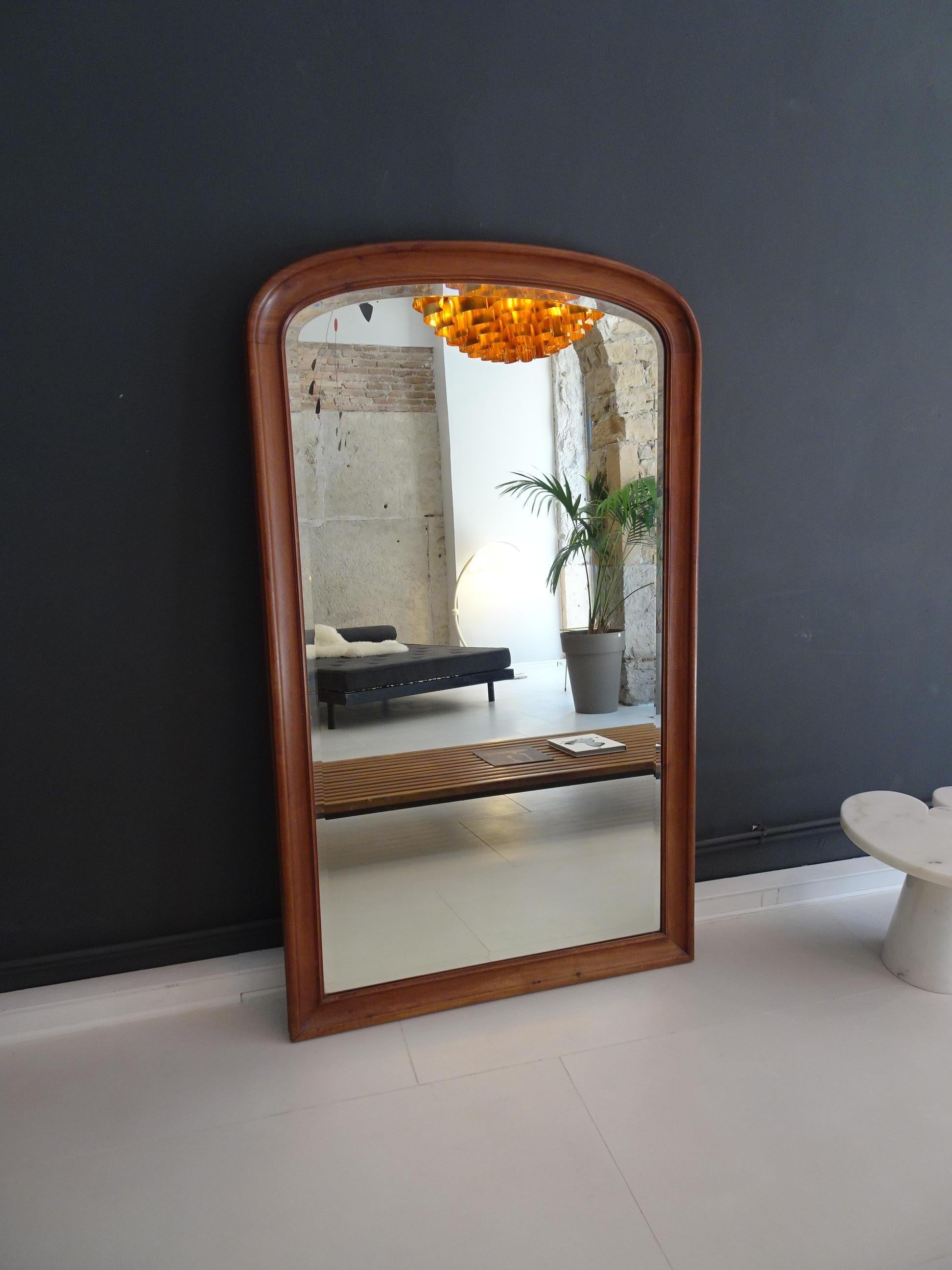 Mid-20th Century Mirror with Solid Mahogany Frame