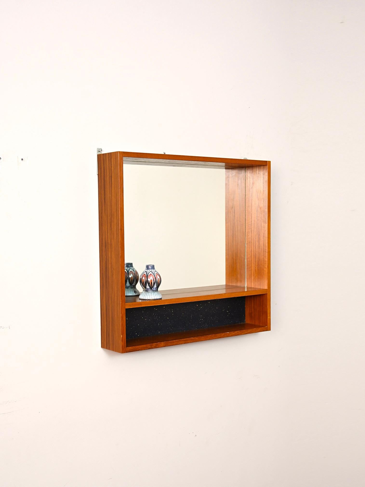 oak mirror with shelf