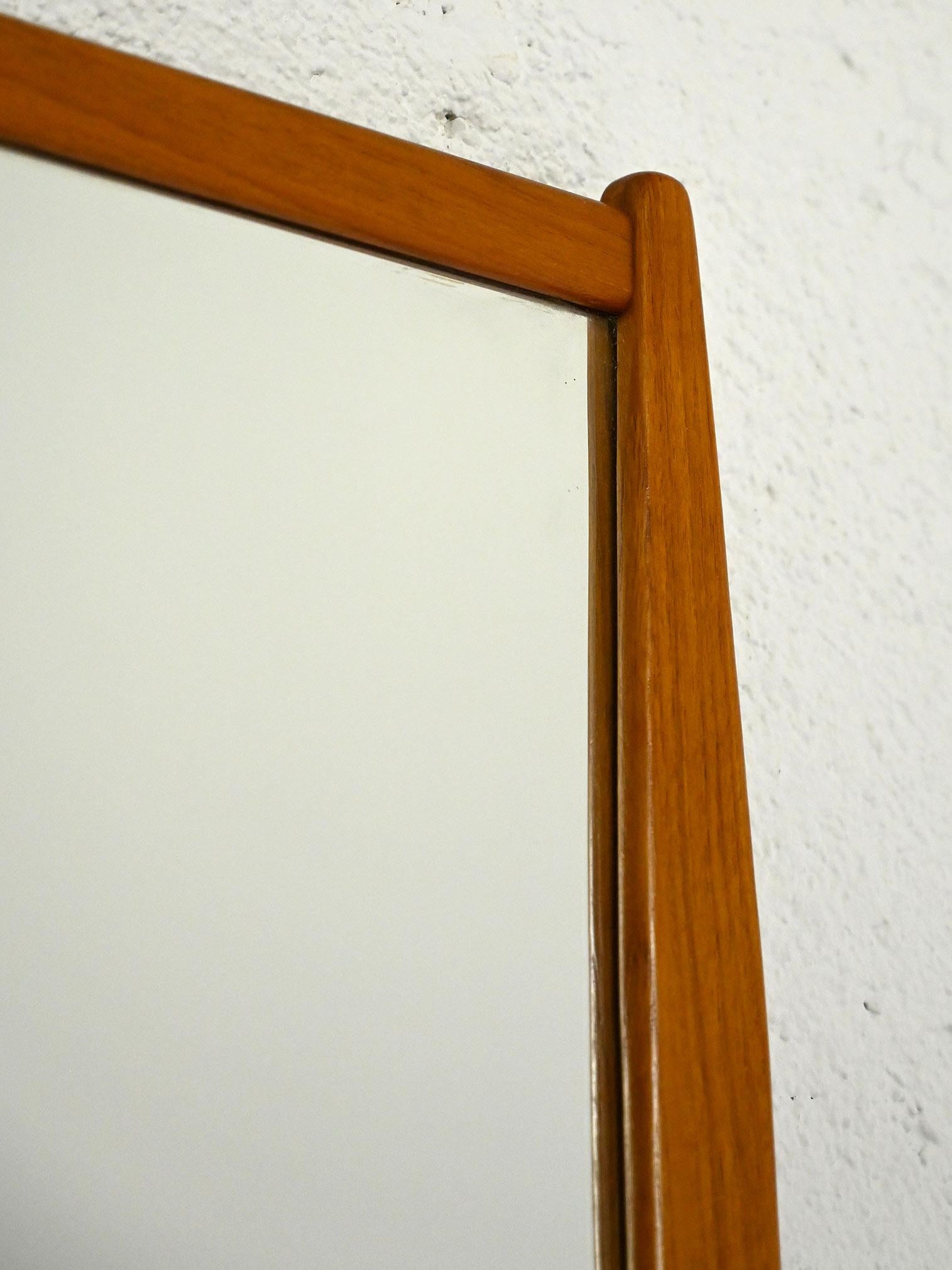 Metal Mirror with wooden frame and two light points For Sale