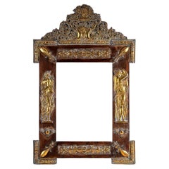 Mirror Wood and Repoussé Brass, Louis XIV Style, Period: Second Half 19th