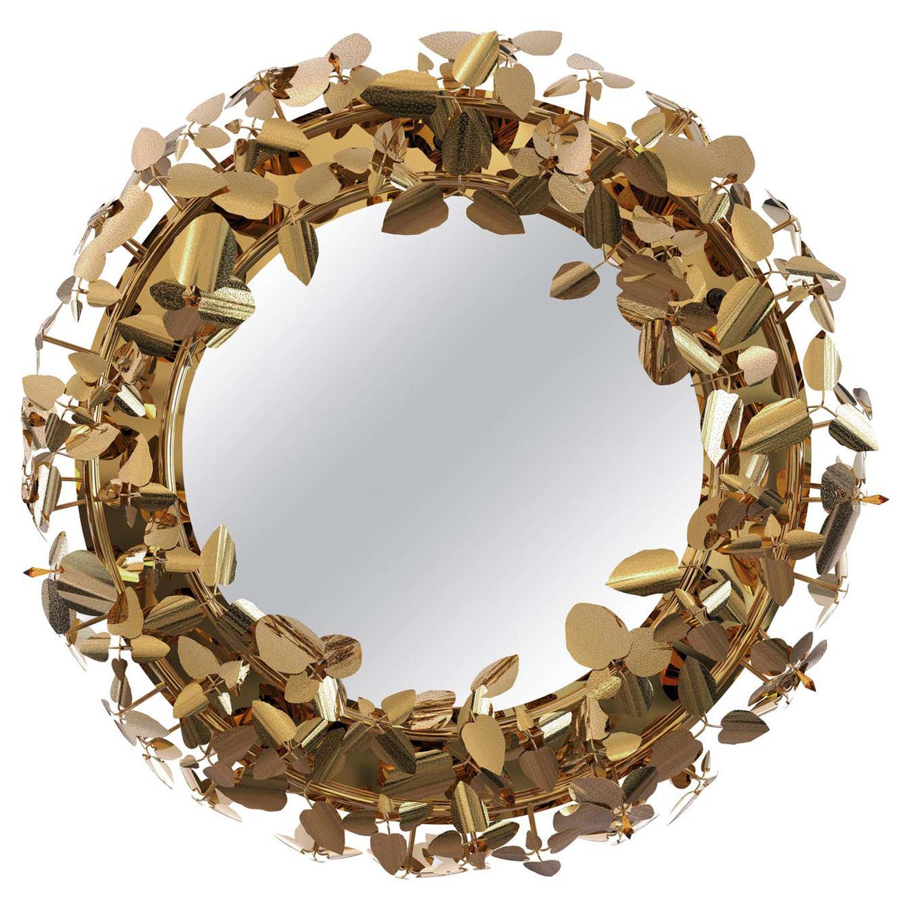 Mirror Wreath with Lighting For Sale