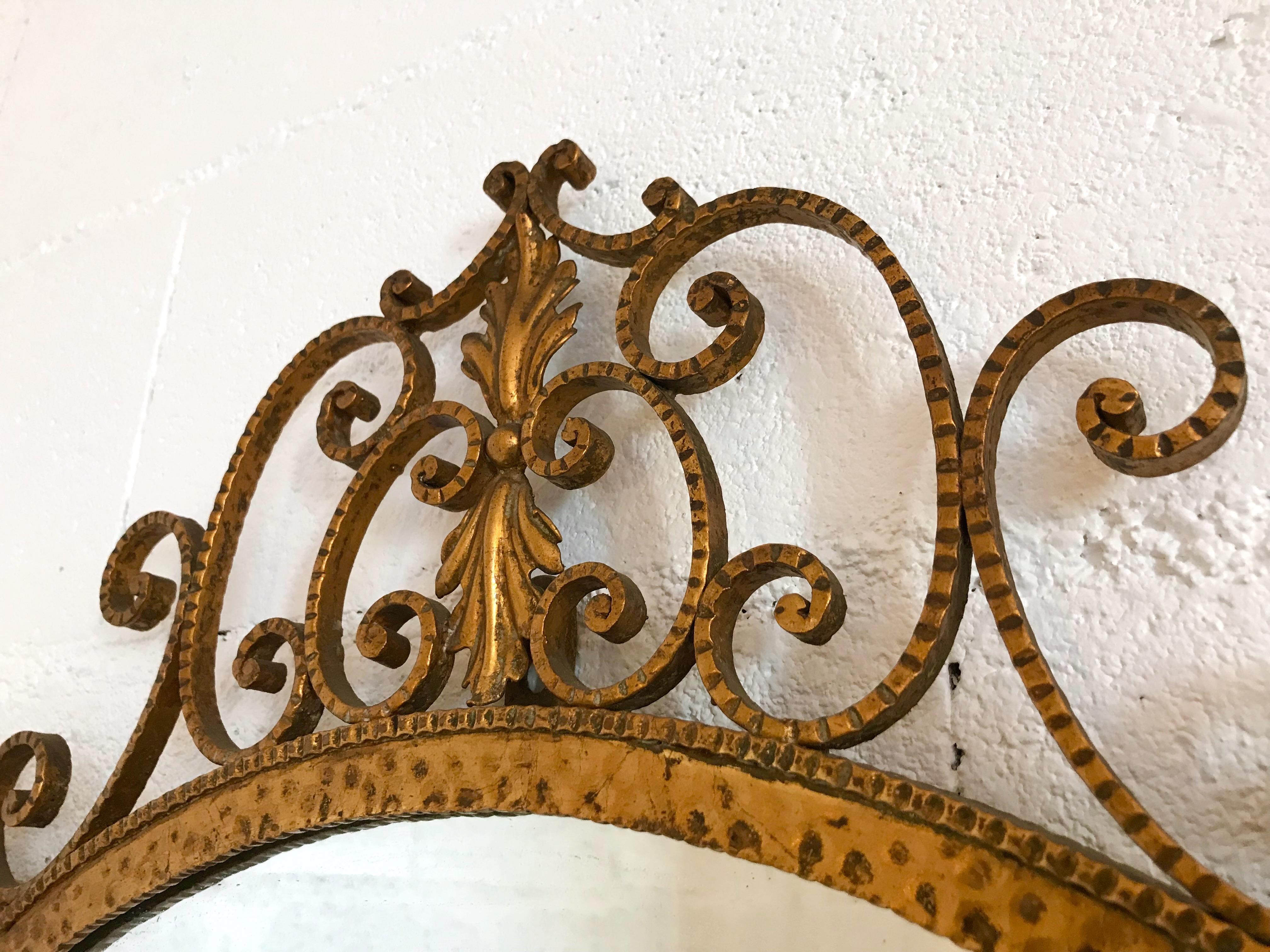 Mirror Wrought Iron Gold Leaf by Pier Luigi Colli, Italy, 1950s In Good Condition In SAINT-OUEN, FR