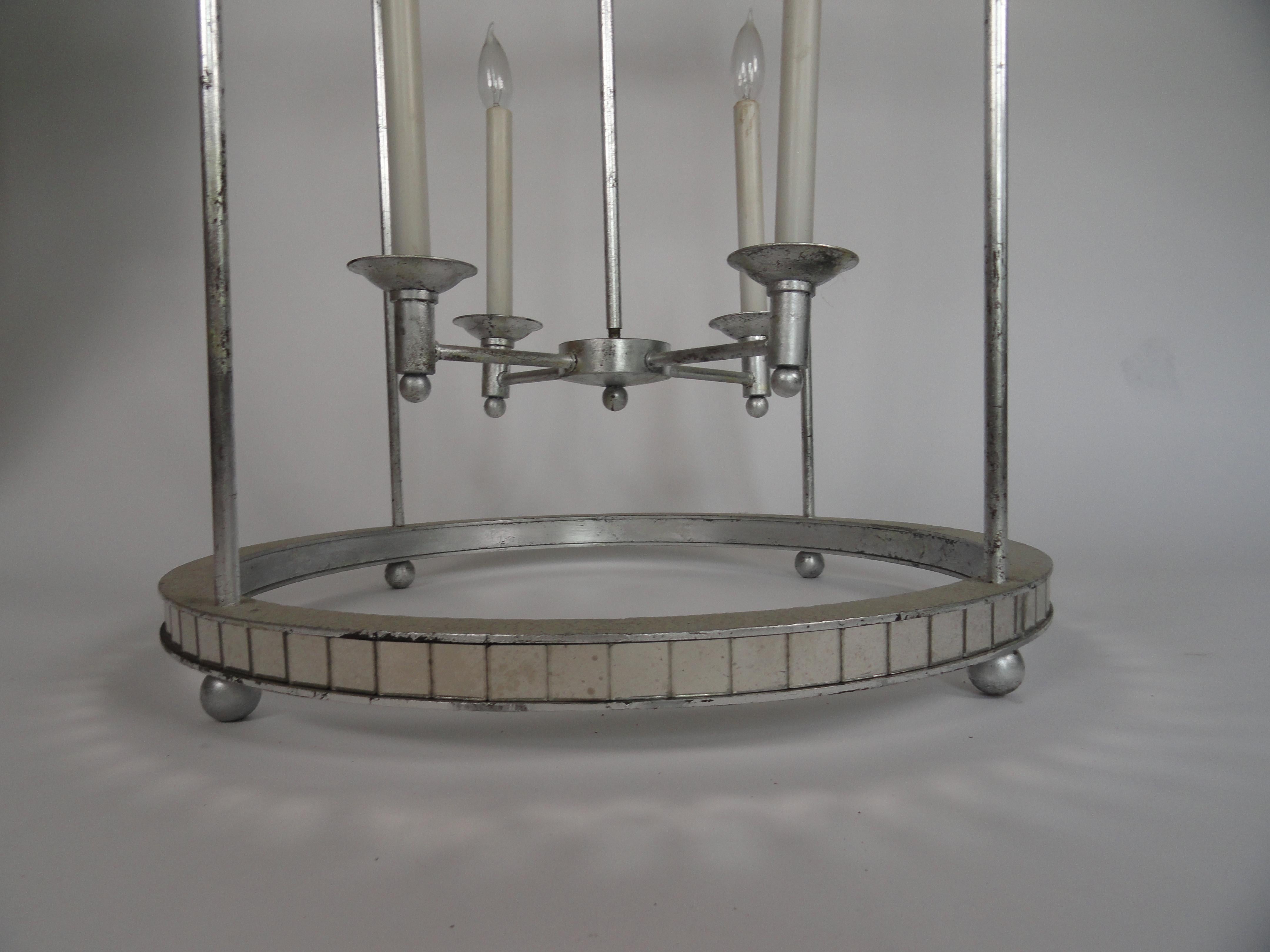 Mirrored 20th Century 4-Light Chandelier In Good Condition For Sale In West Palm Beach, FL