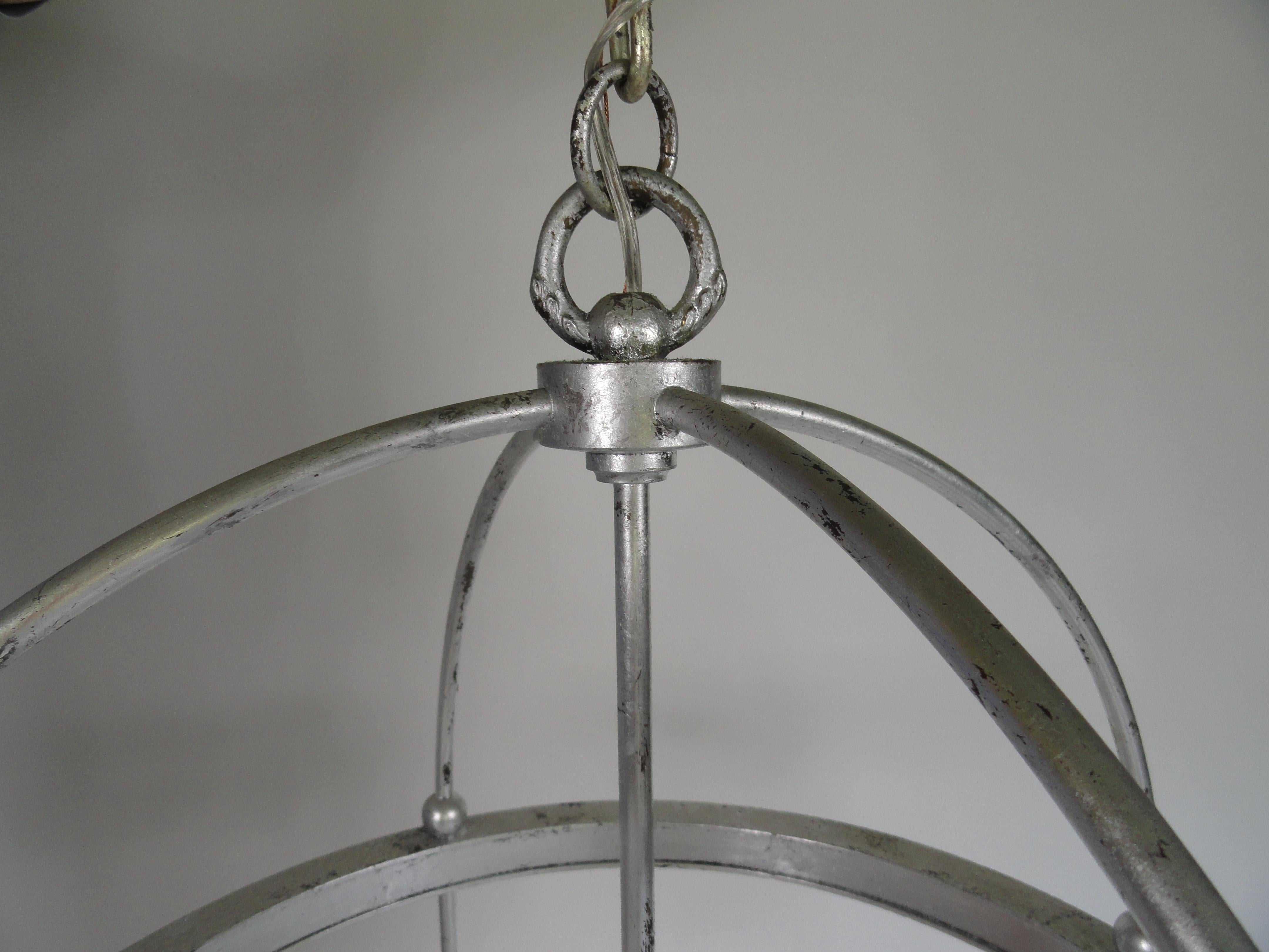 Metal Mirrored 20th Century 4-Light Chandelier For Sale